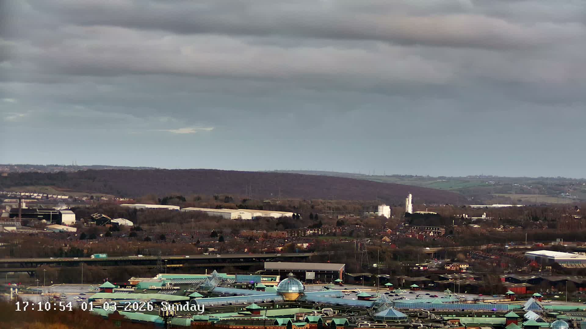 Sheffield, Tinsley Industrial Area fron Don Valley Skyline Live Cam - Sheffield, South Yorkshire, Yorkshire and the Humber, England, United Kingdom