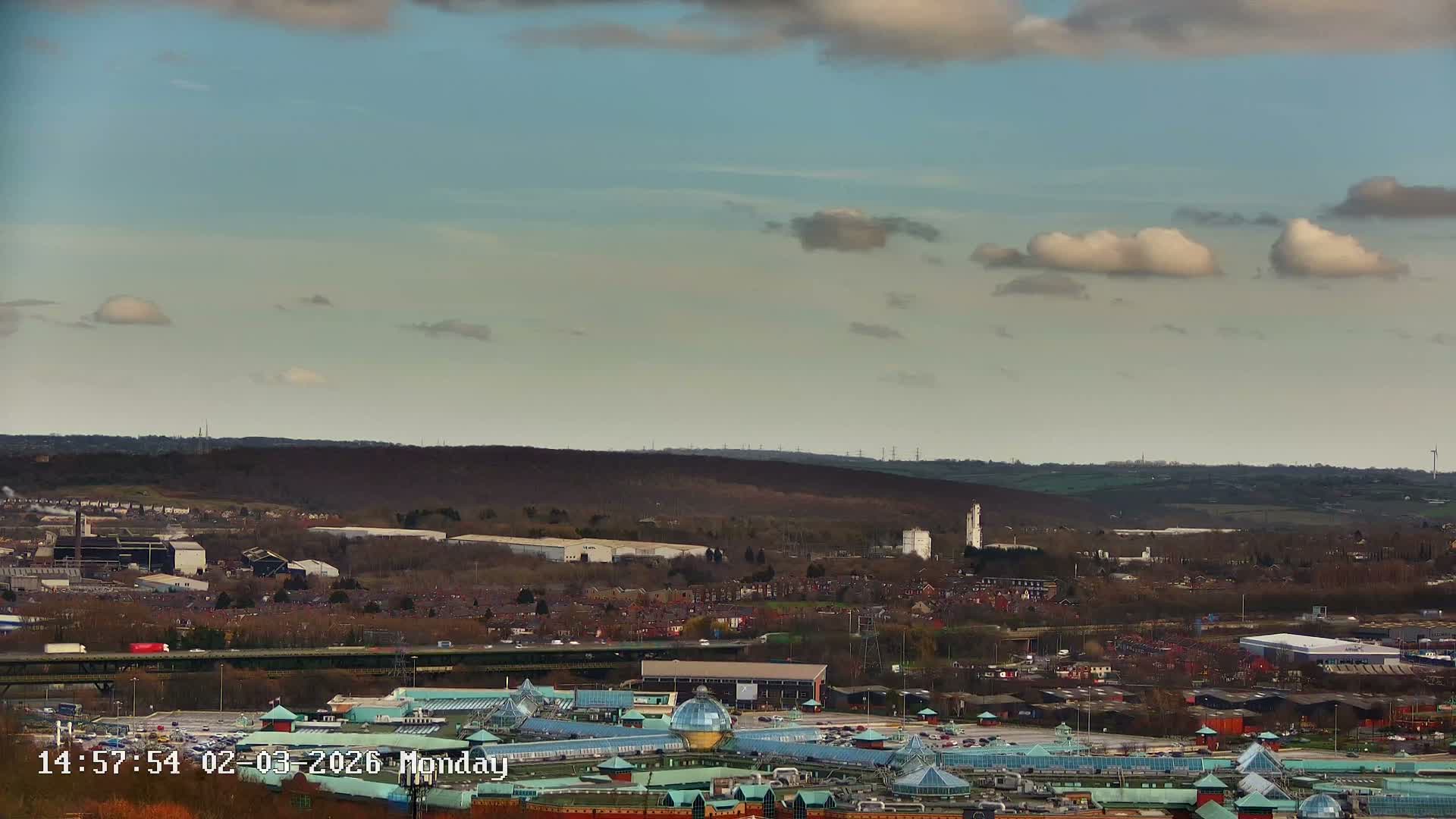 Sheffield, Tinsley Industrial Area fron Don Valley Skyline Live Cam - Sheffield, South Yorkshire, Yorkshire and the Humber, England, United Kingdom