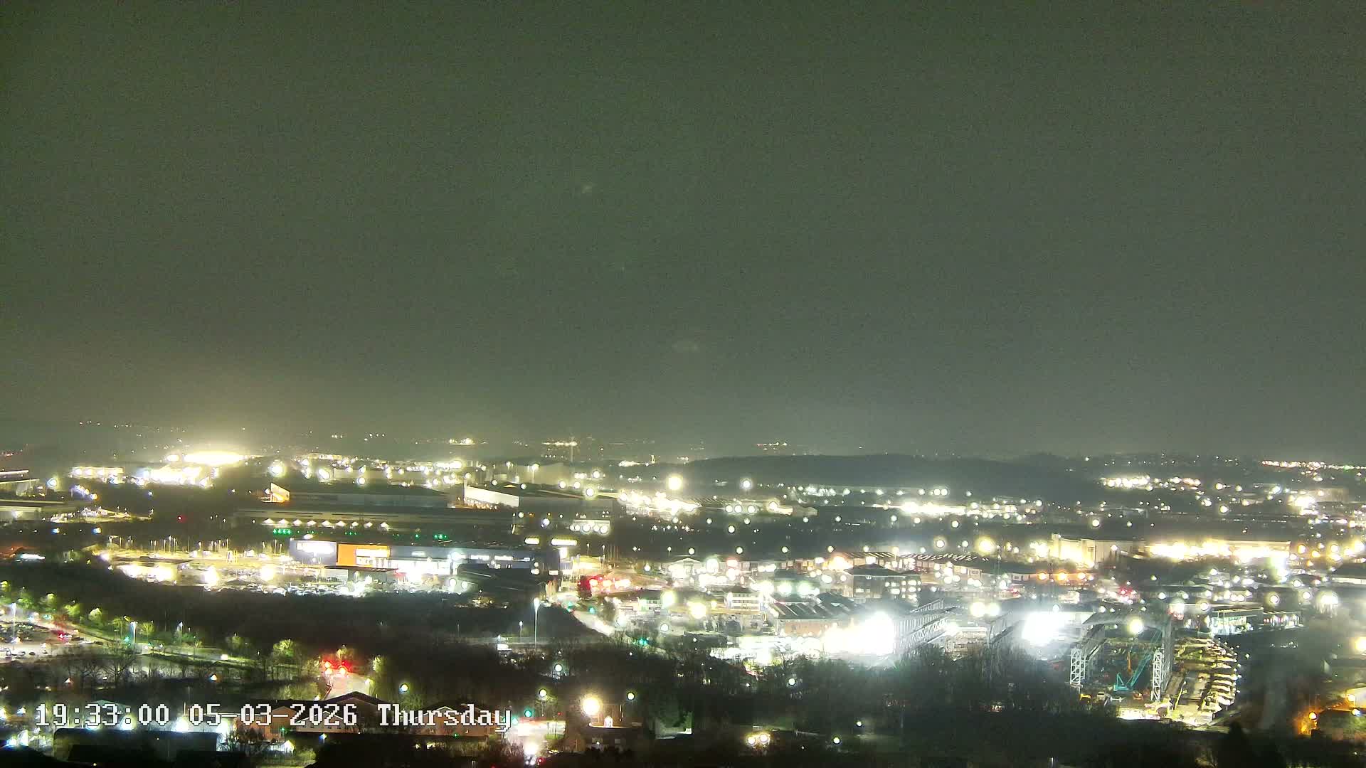 Sheffield, Tinsley Industrial Area fron Don Valley Skyline Live Cam - Sheffield, South Yorkshire, Yorkshire and the Humber, England, United Kingdom