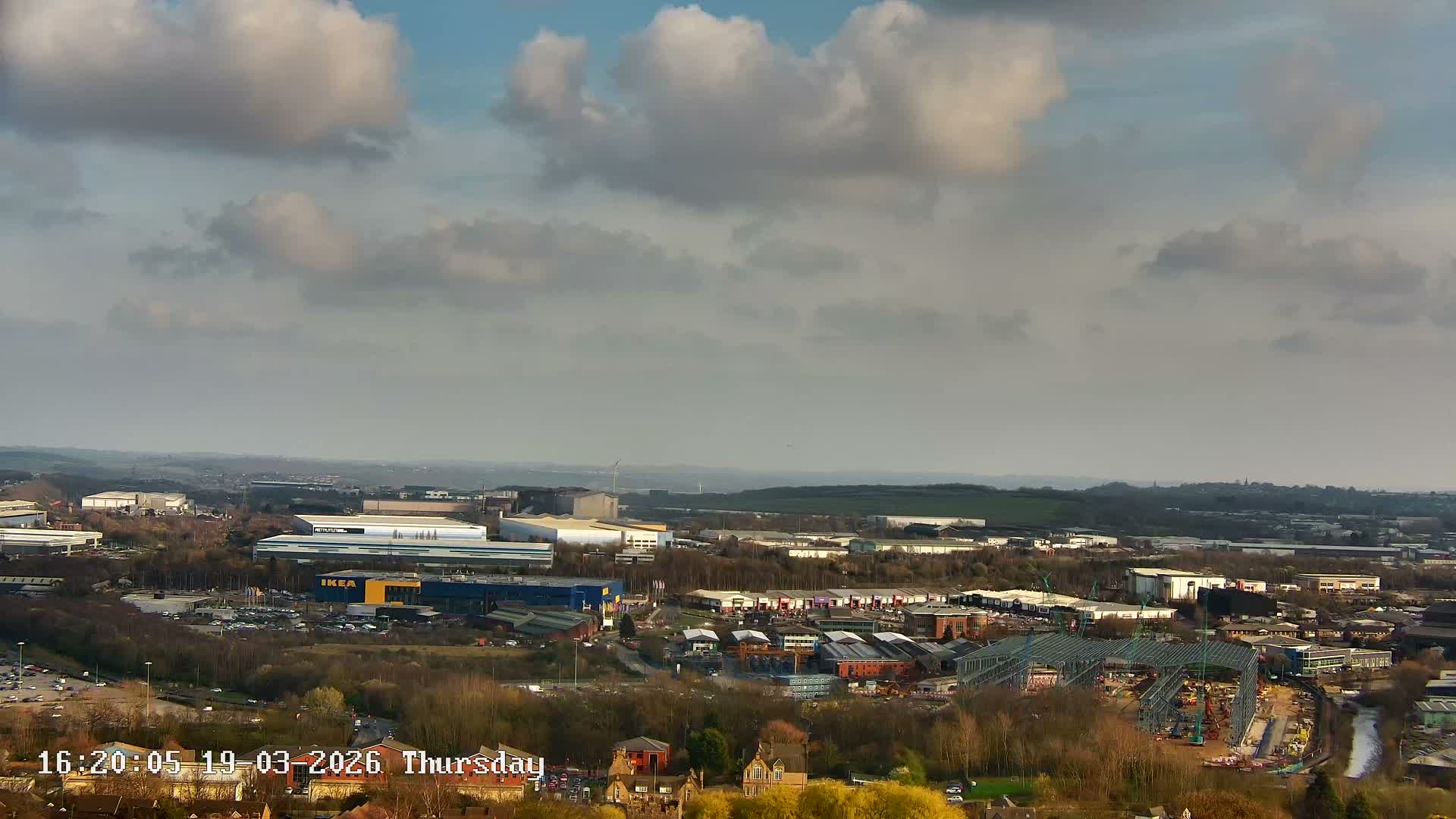 Sheffield, Tinsley Industrial Area fron Don Valley Skyline Live Cam - Sheffield, South Yorkshire, Yorkshire and the Humber, England, United Kingdom