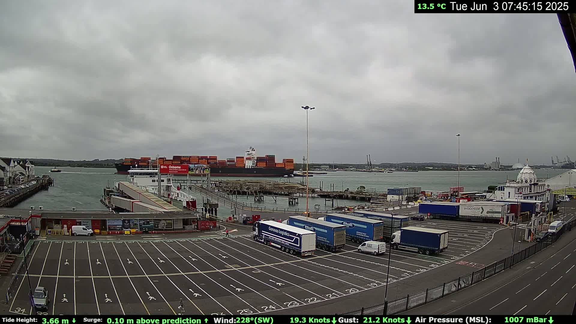 Southampton Vehicle Ferry Terminal Live Cam -  Southampton, Hampshire, South East, England, United Kingdom