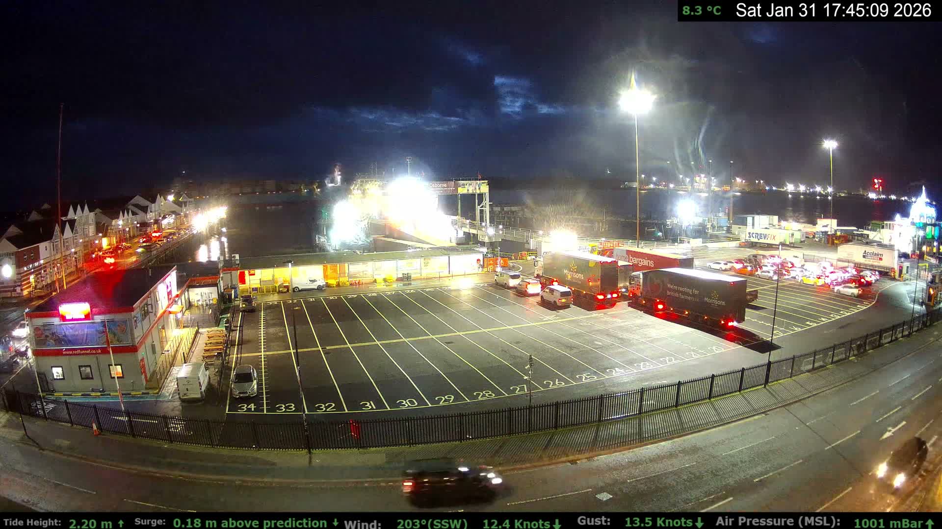 Southampton Vehicle Ferry Terminal Live Cam -  Southampton, Hampshire, South East, England, United Kingdom