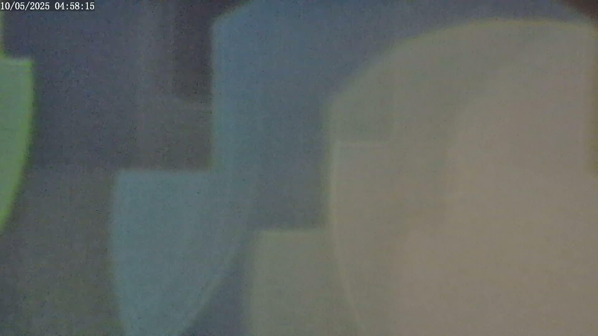 A blurry image shows muted green and gray shapes, possibly shadows or reflections.