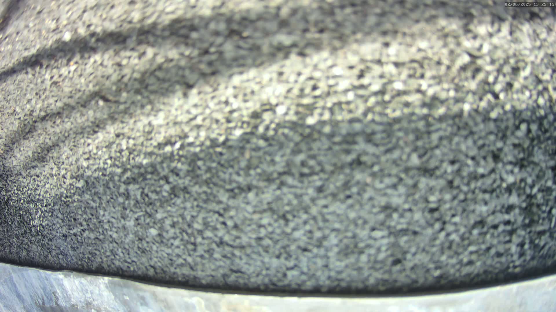 A close-up view of a dark gray, coarse textured surface.