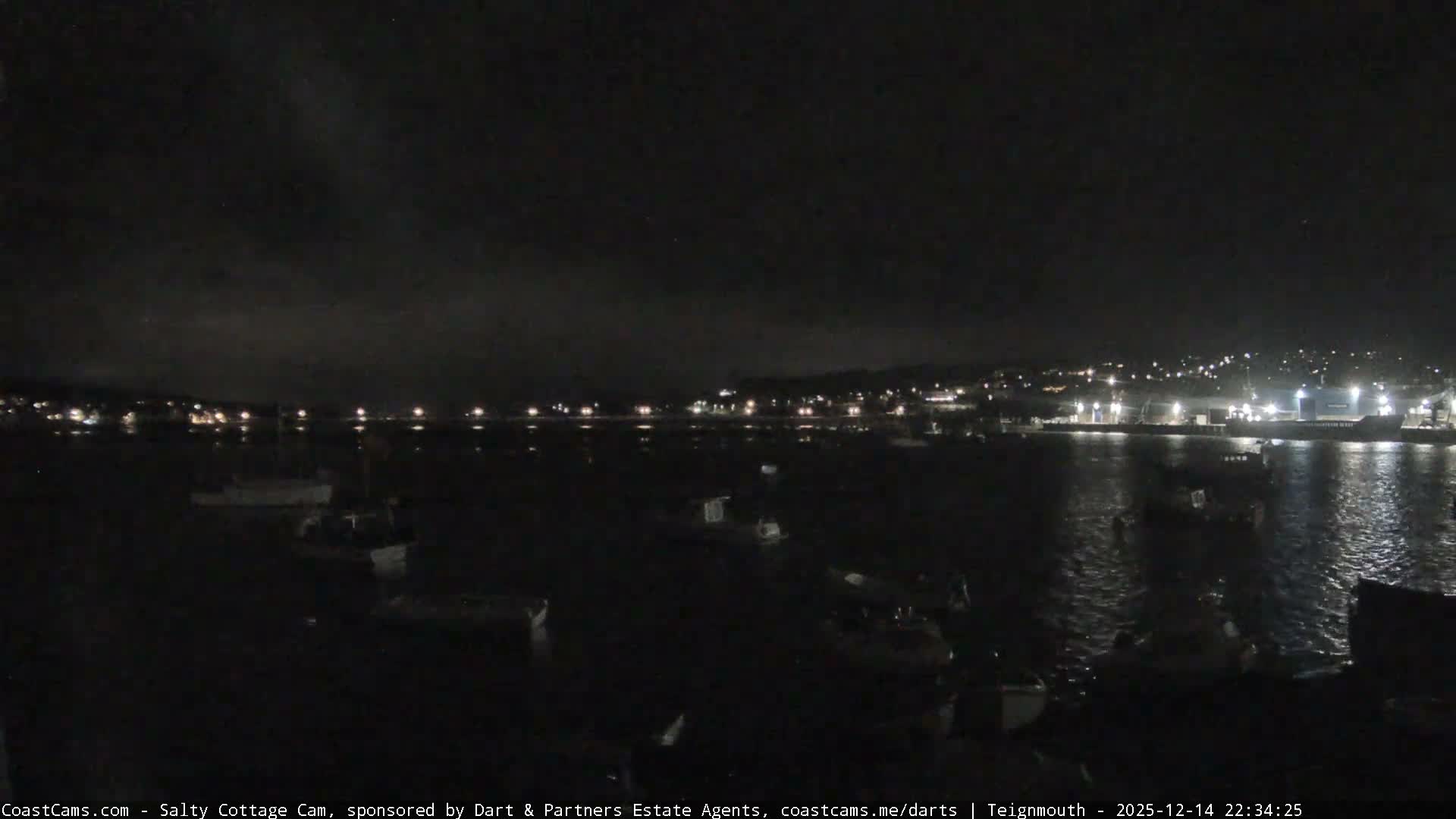 A calm harbor with numerous small boats and sailboats, under an overcast sky.