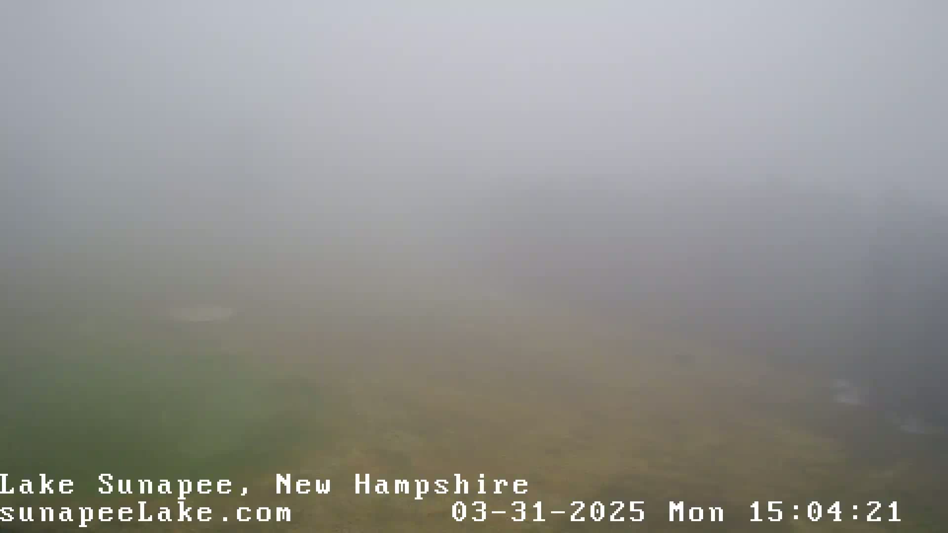 A foggy landscape is visible, showing muted earth tones and limited visibility.