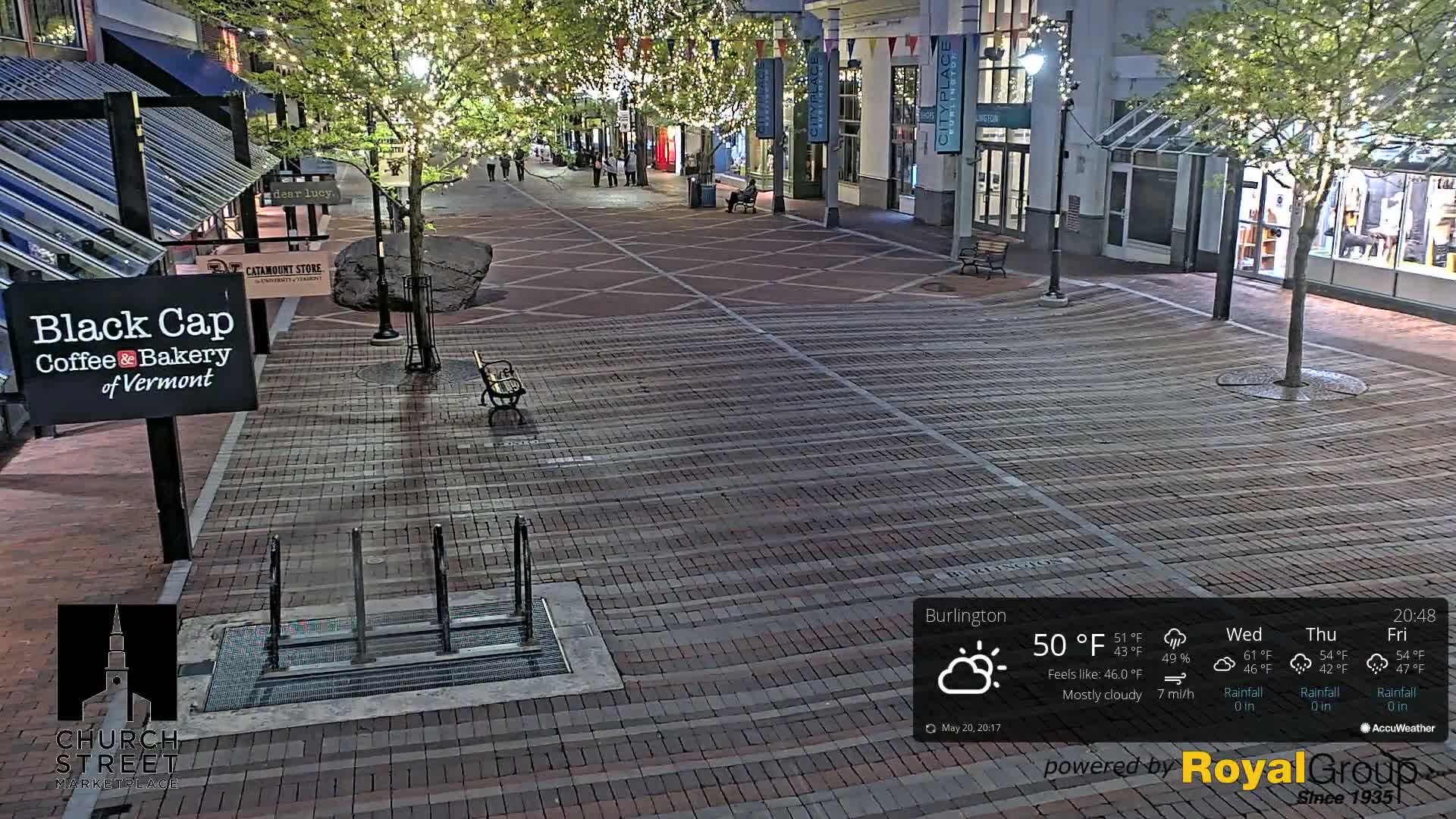 Burlington, Church Street Market Place Live Cam - Burlington, Vermont, USA
