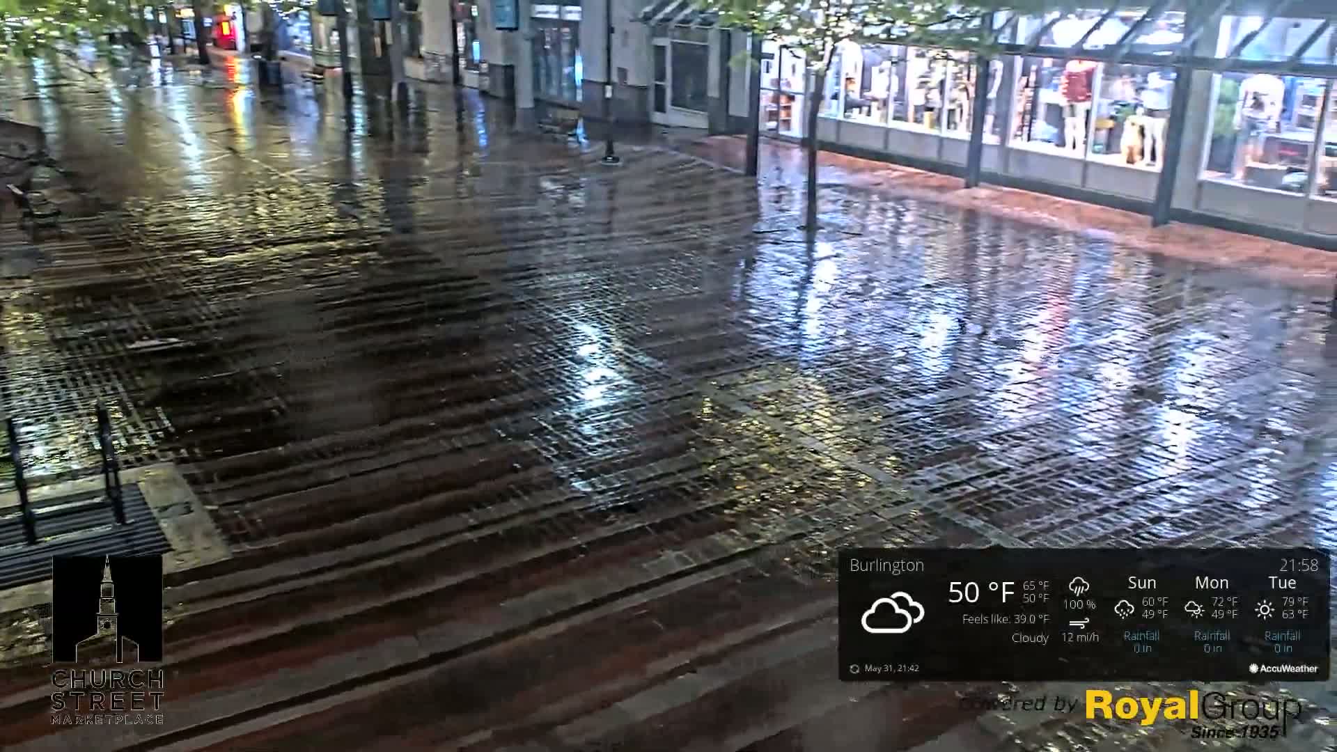 Burlington, Church Street Market Place Live Cam - Burlington, Vermont, USA