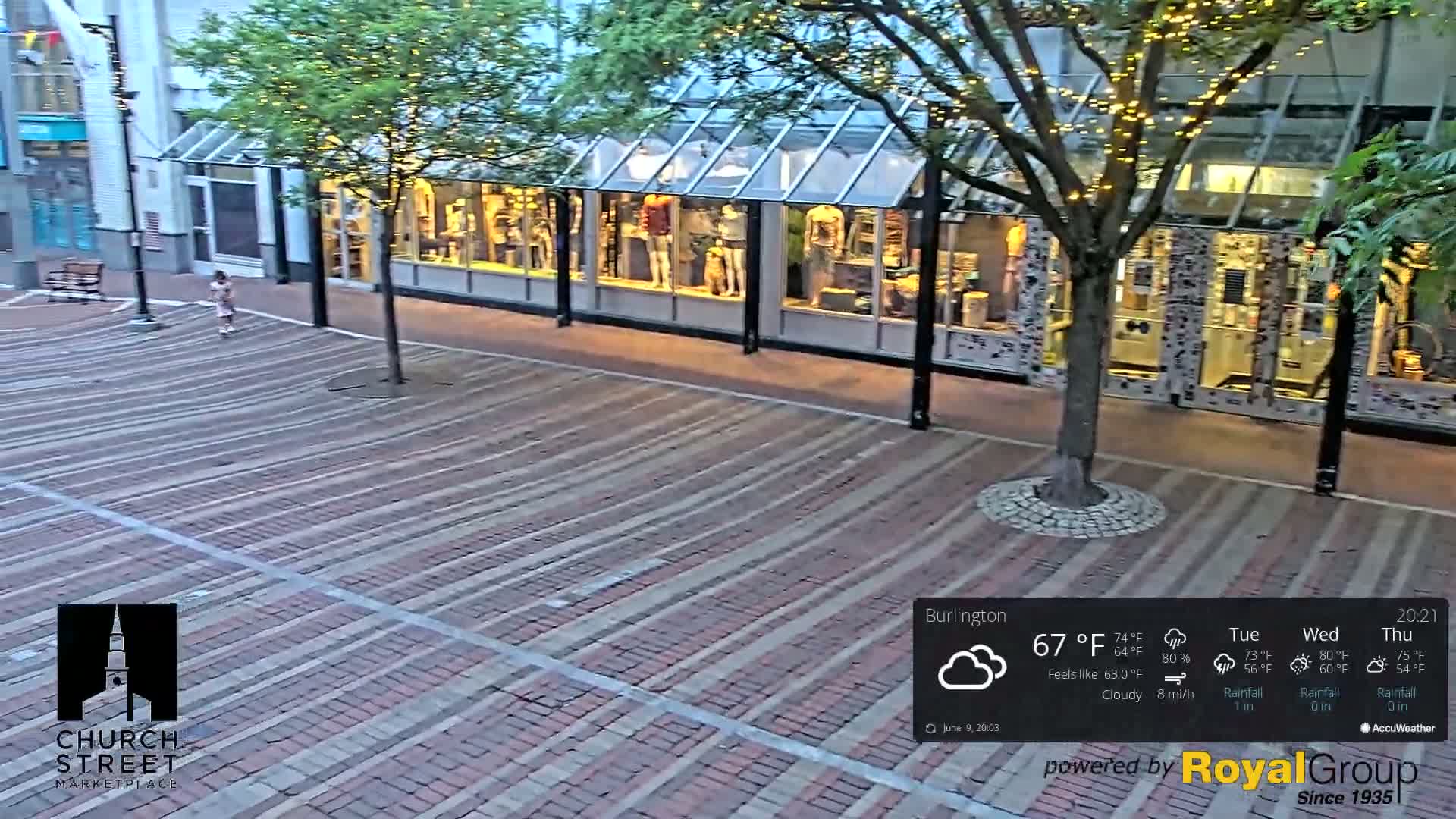 Burlington, Church Street Market Place Live Cam - Burlington, Vermont, USA