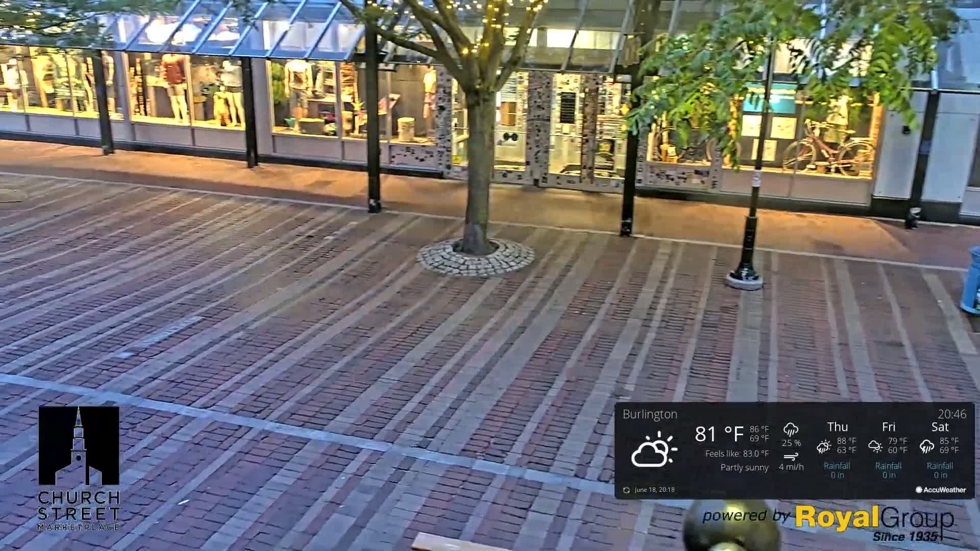 Burlington, Church Street Market Place Live Cam - Burlington, Vermont, USA