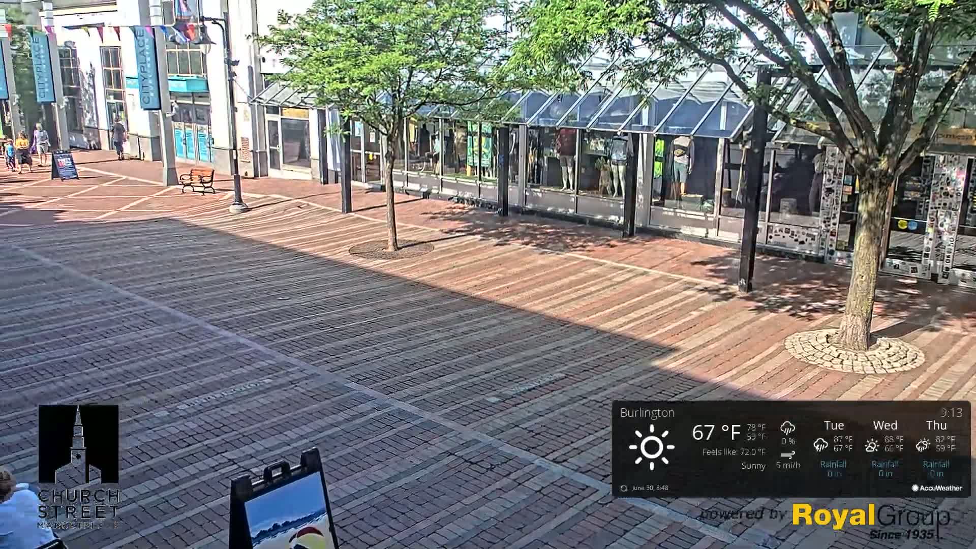 Burlington, Church Street Market Place Live Cam - Burlington, Vermont, USA