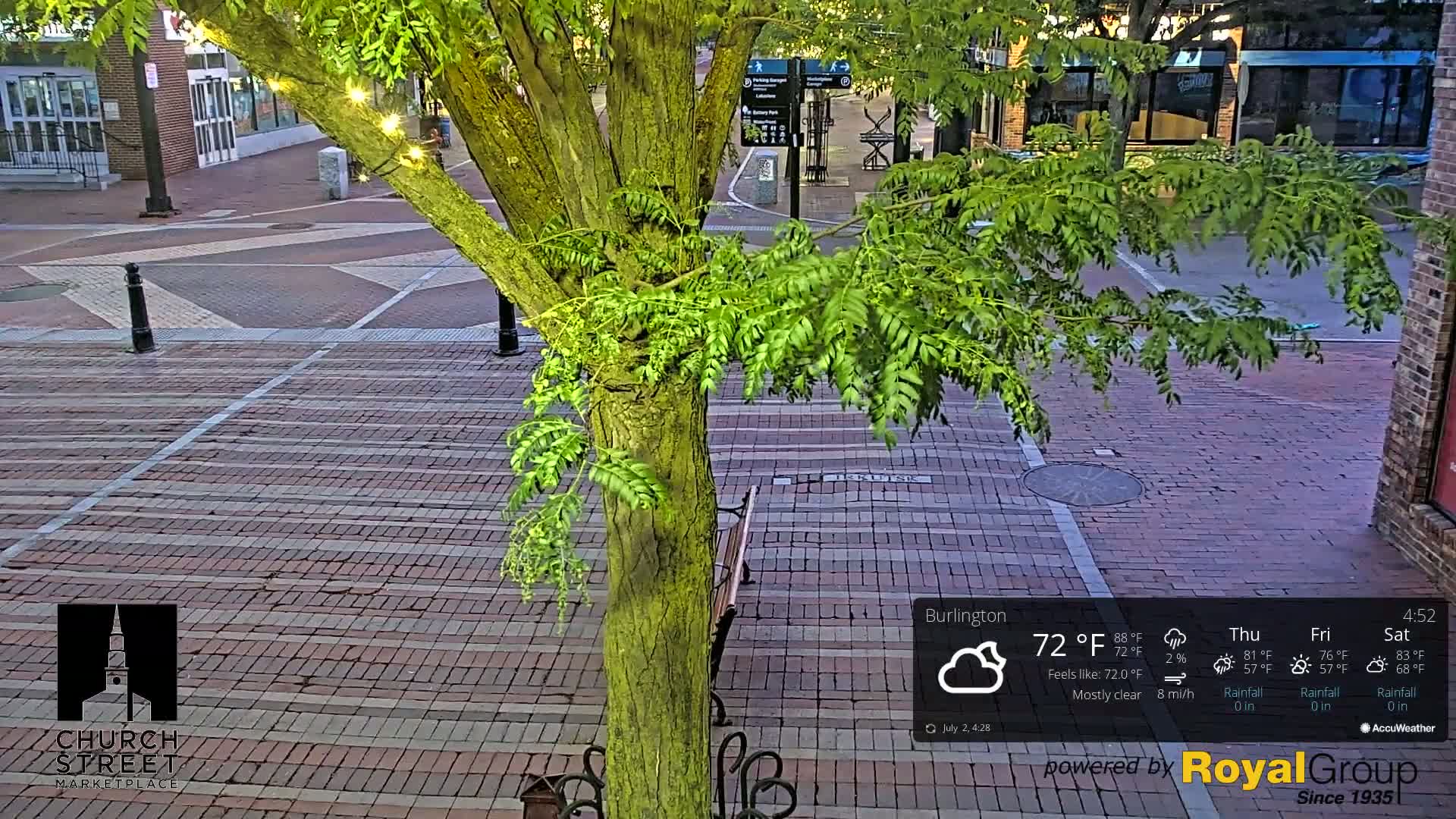 Burlington, Church Street Market Place Live Cam - Burlington, Vermont, USA