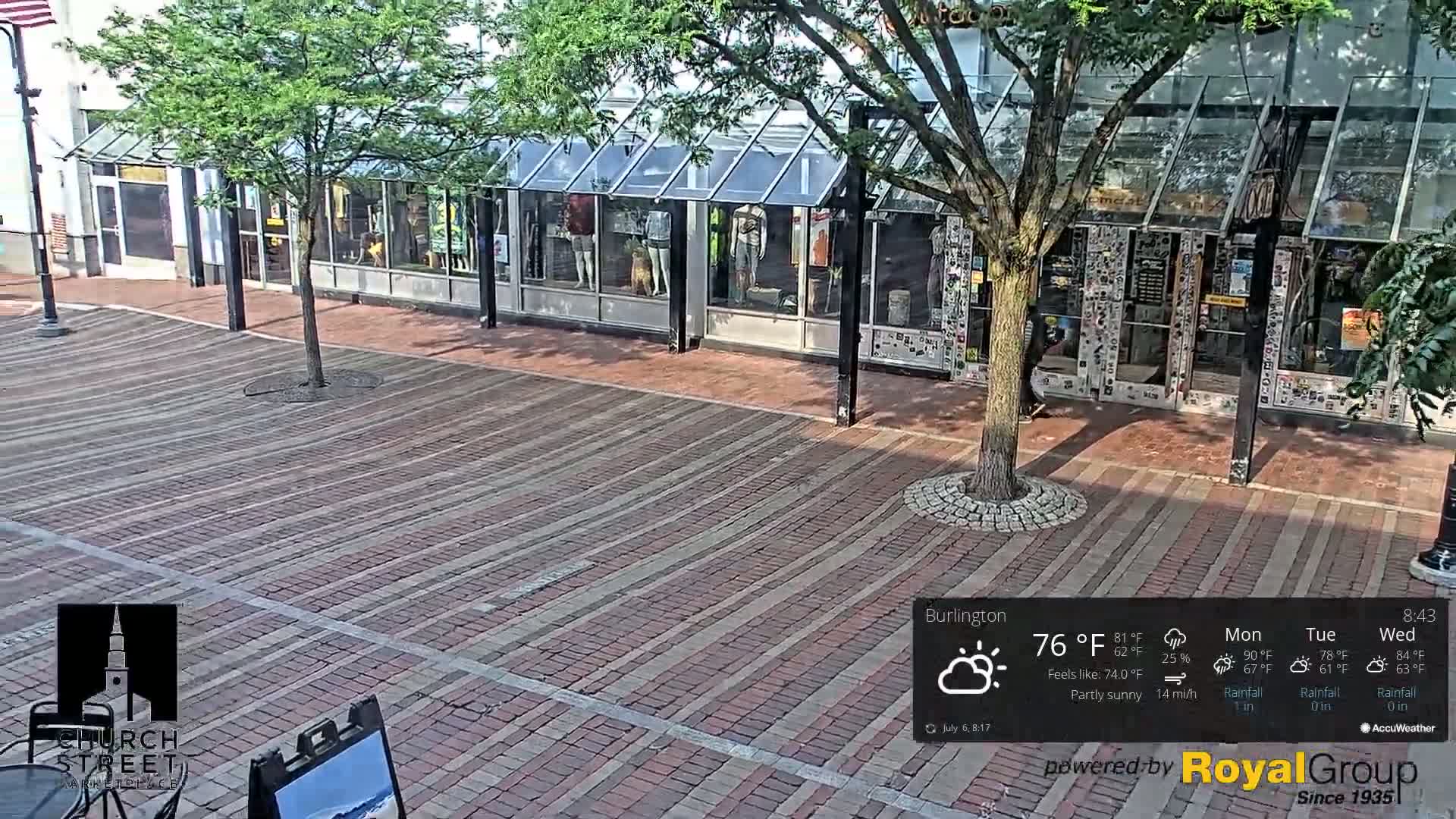 Burlington, Church Street Market Place Live Cam - Burlington, Vermont, USA