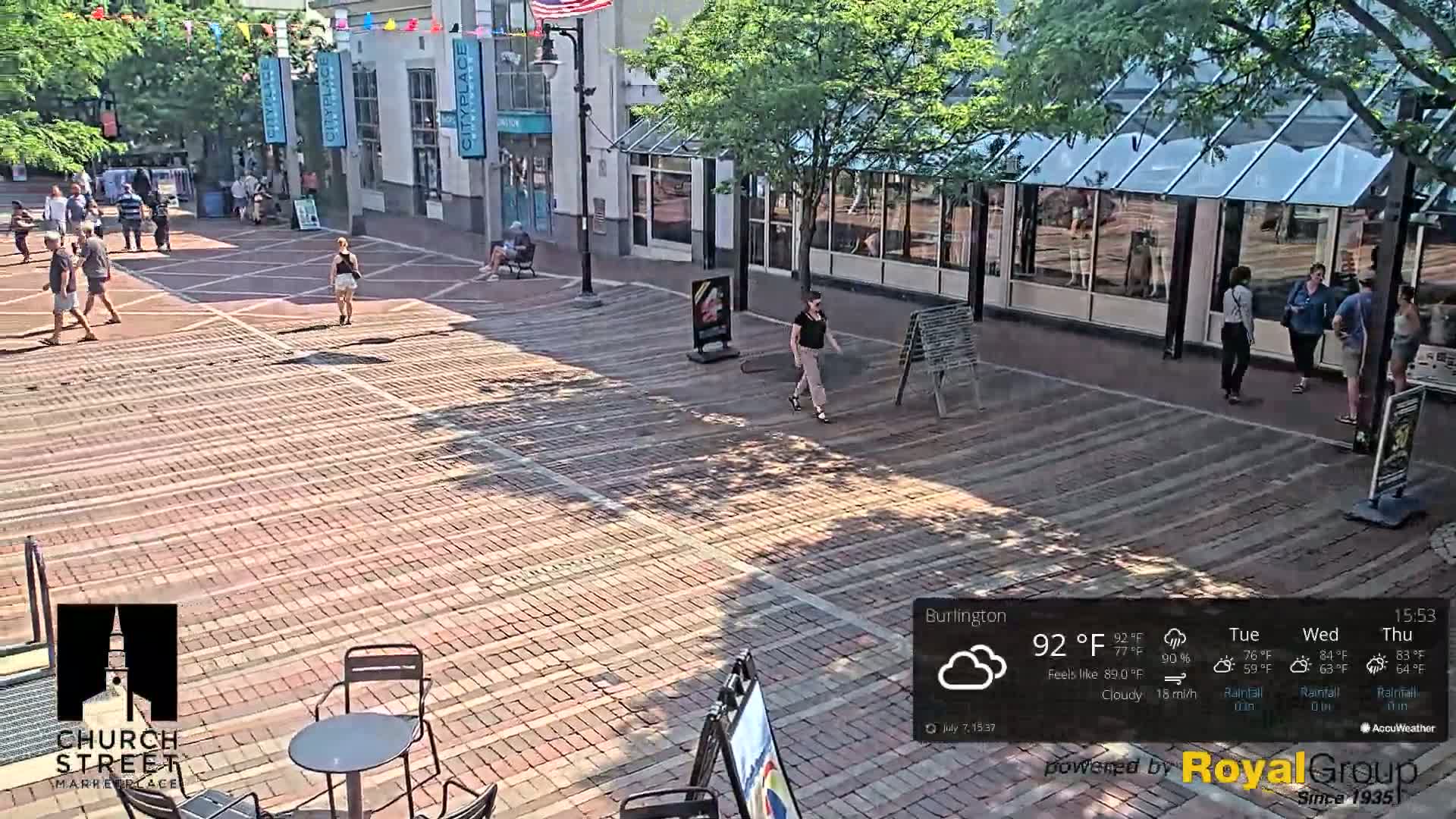 Burlington, Church Street Market Place Live Cam - Burlington, Vermont, USA