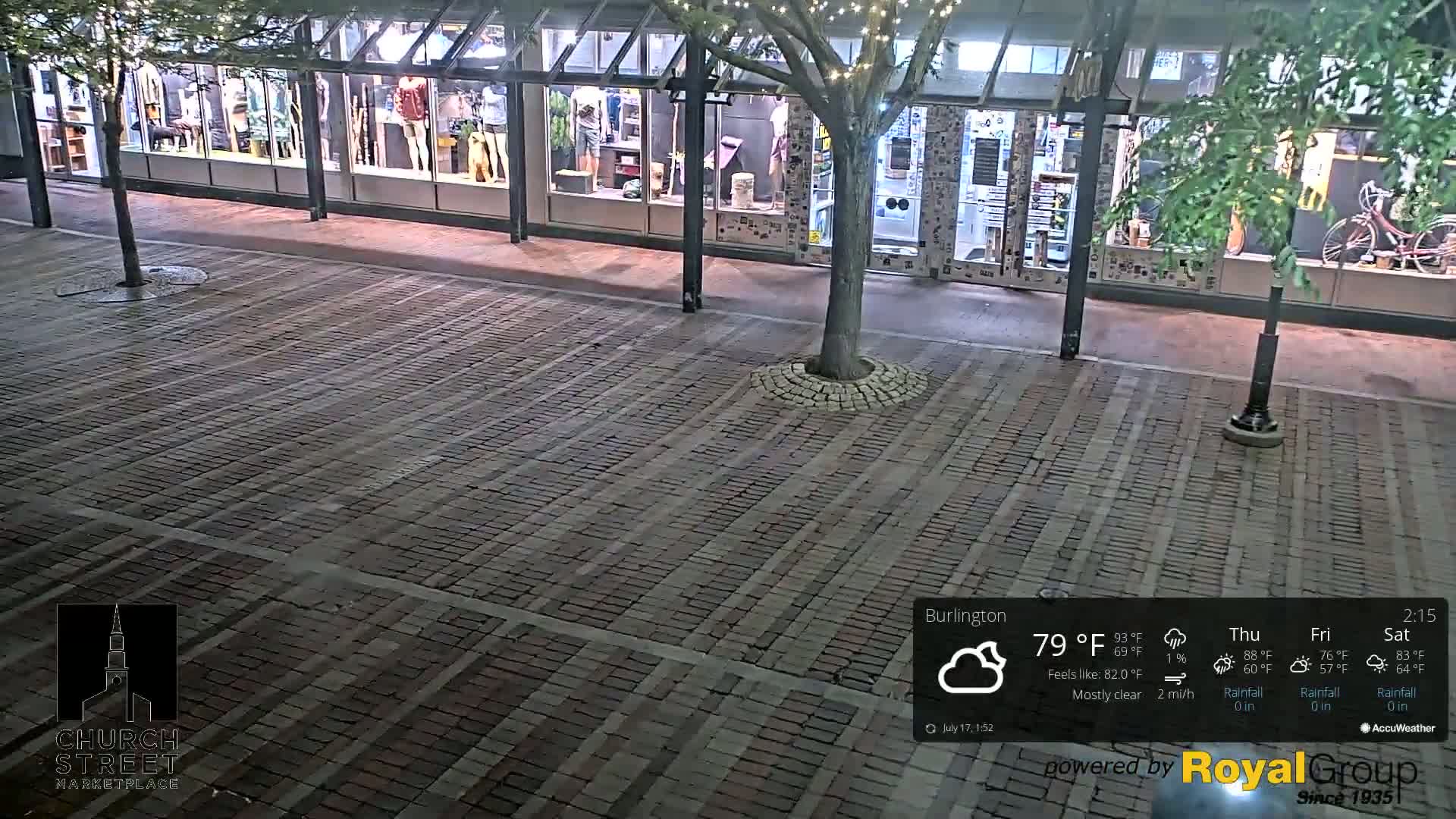Burlington, Church Street Market Place Live Cam - Burlington, Vermont, USA