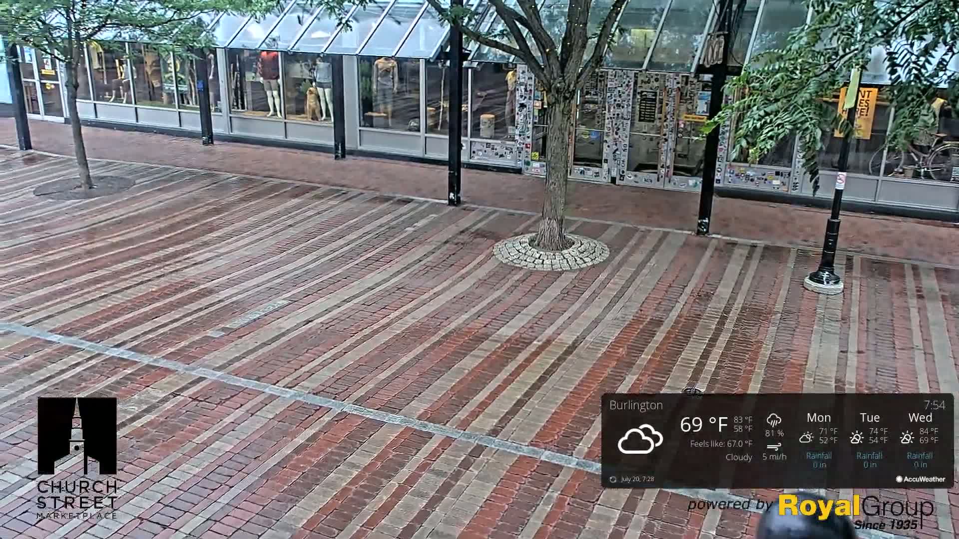 Burlington, Church Street Market Place Live Cam - Burlington, Vermont, USA