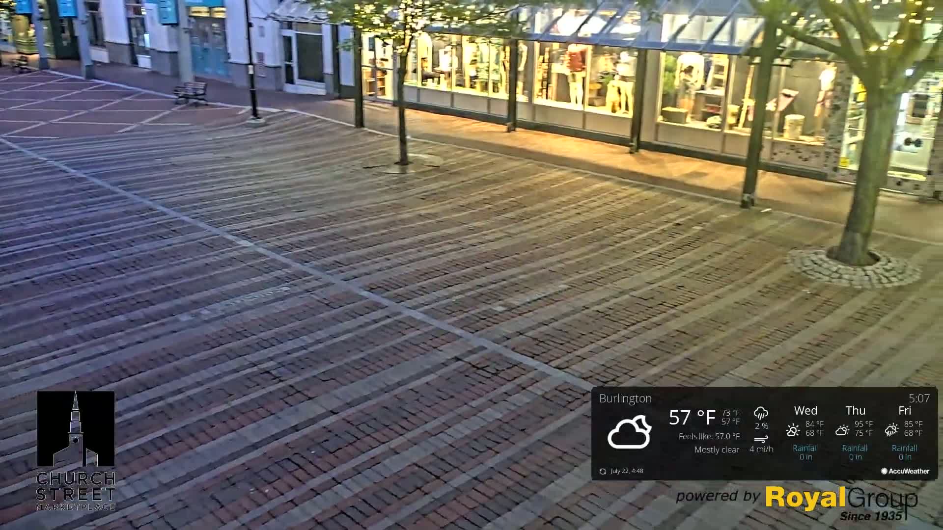Burlington, Church Street Market Place Live Cam - Burlington, Vermont, USA