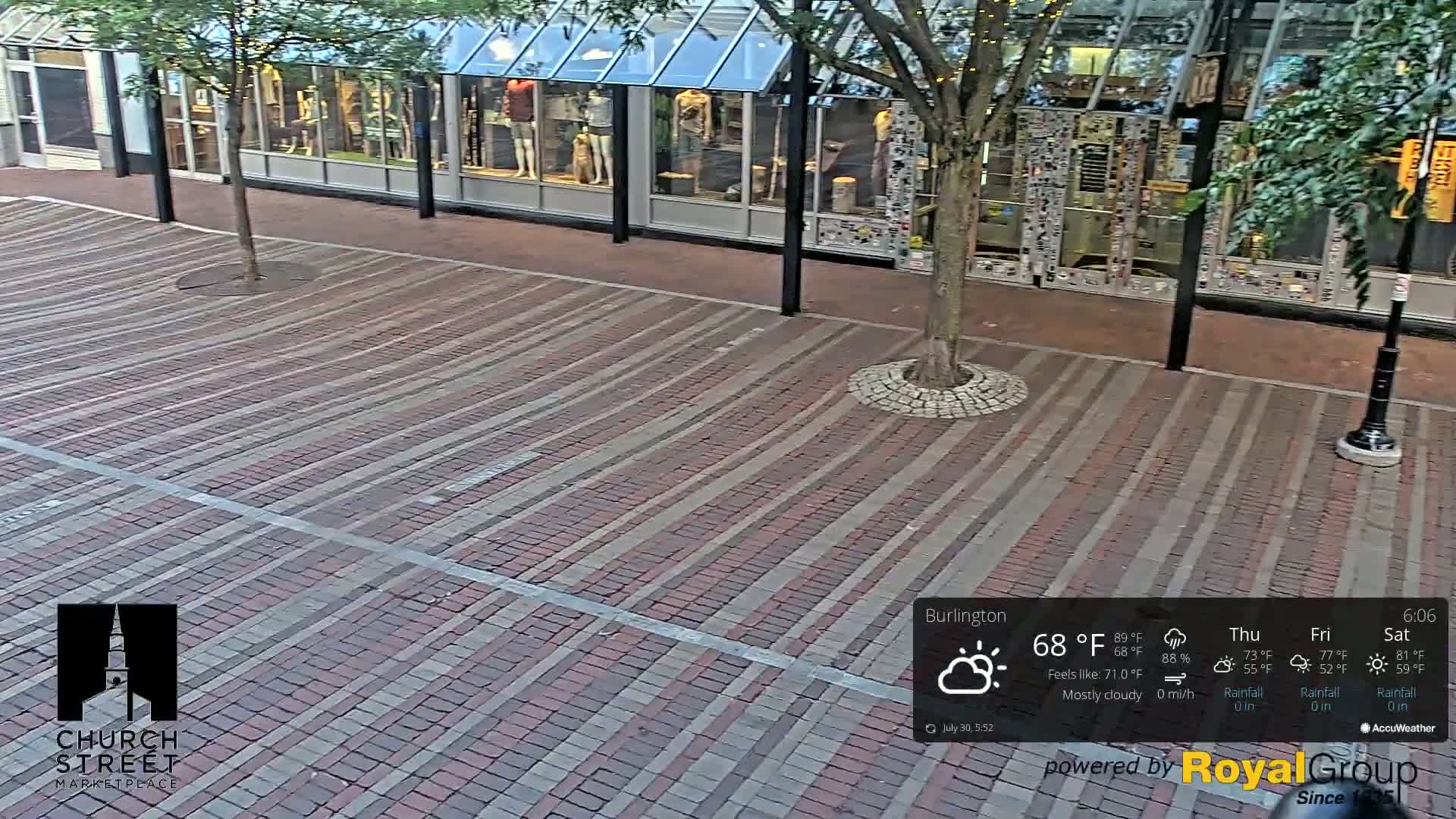 Burlington, Church Street Market Place Live Cam - Burlington, Vermont, USA