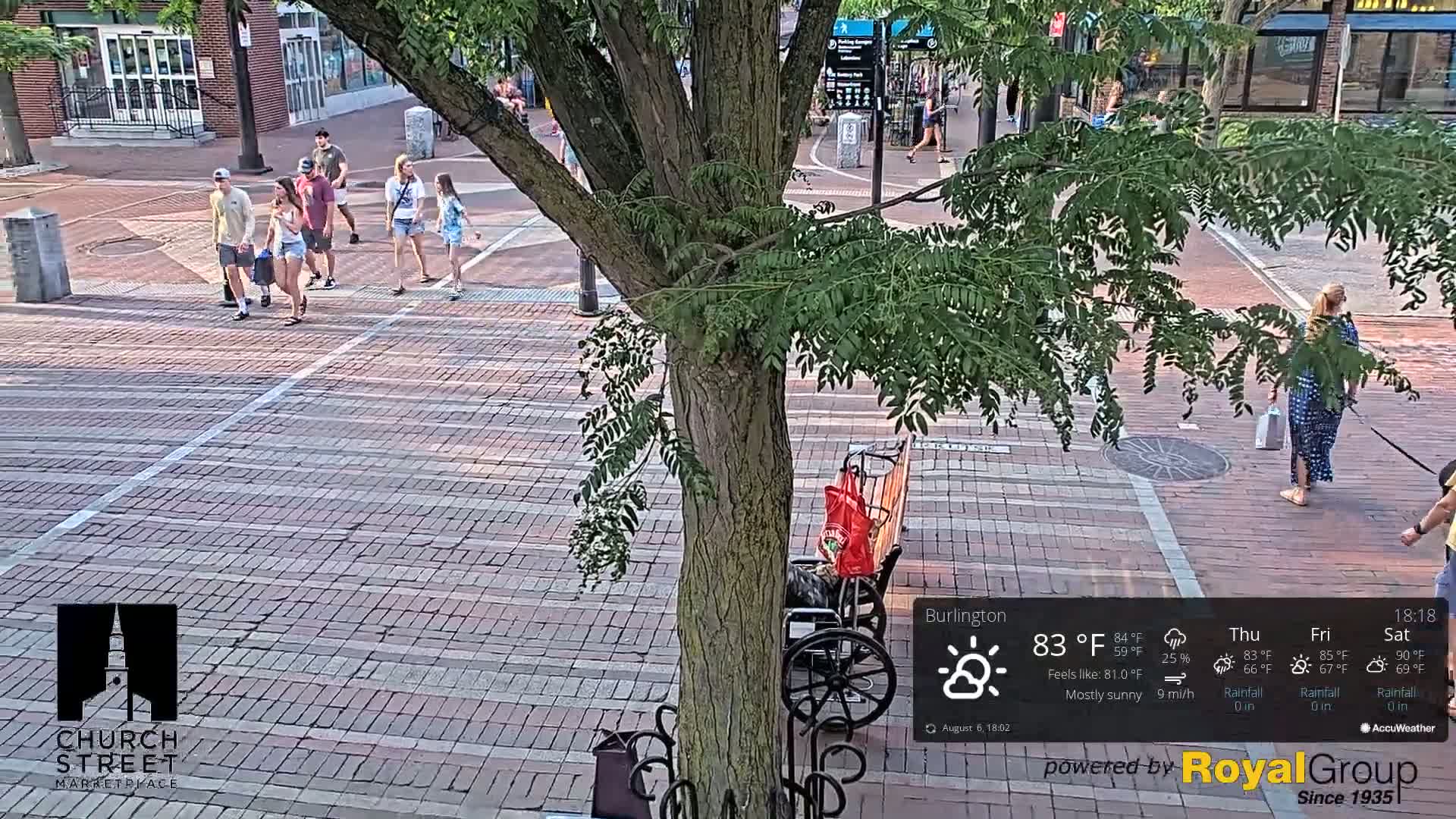 Burlington, Church Street Market Place Live Cam - Burlington, Vermont, USA