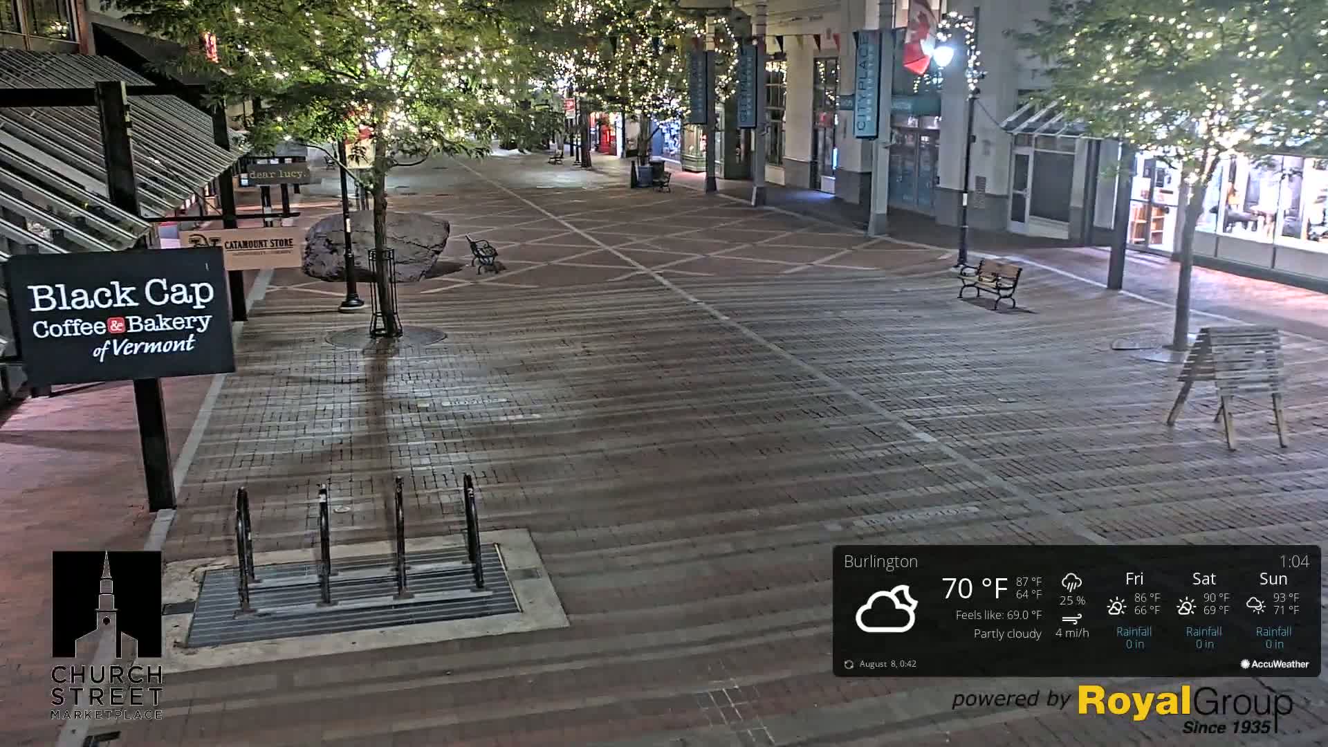 Burlington, Church Street Market Place Live Cam - Burlington, Vermont, USA