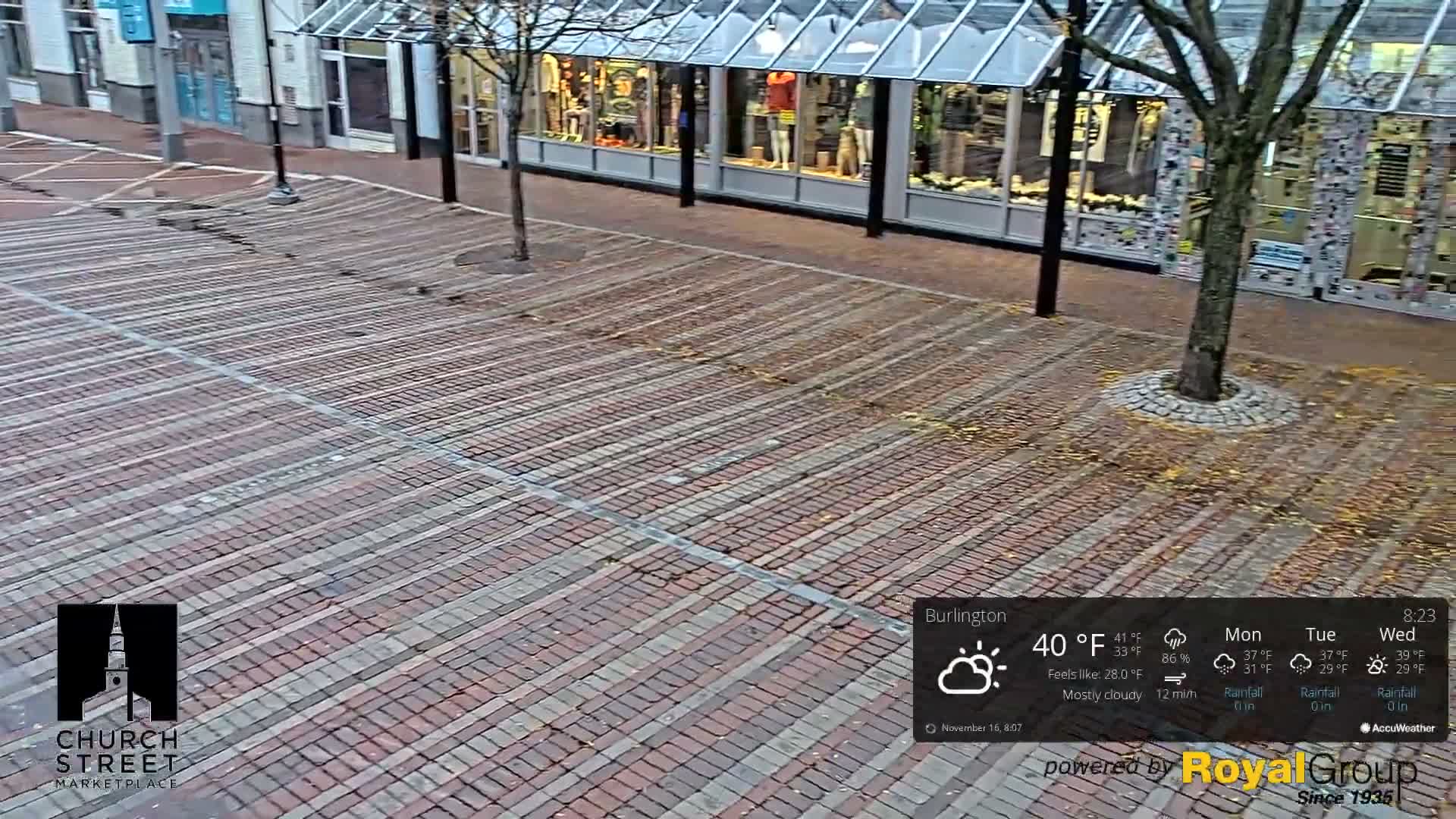 Burlington, Church Street Market Place Live Cam - Burlington, Vermont, USA