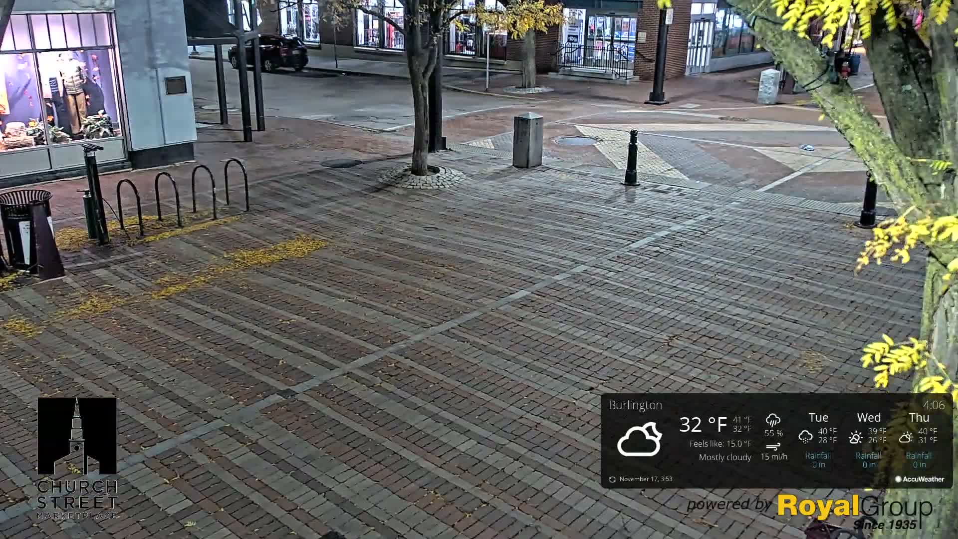 Burlington, Church Street Market Place Live Cam - Burlington, Vermont, USA