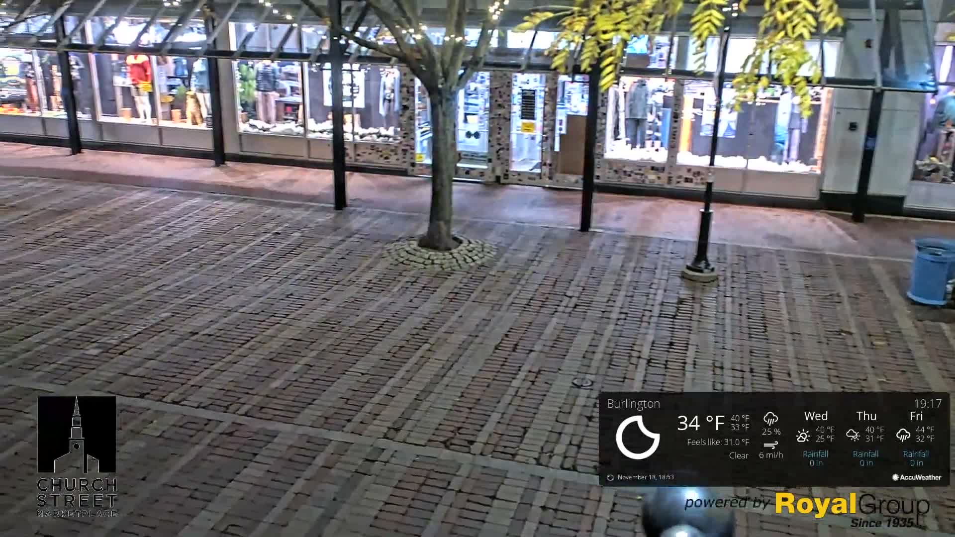 Burlington, Church Street Market Place Live Cam - Burlington, Vermont, USA