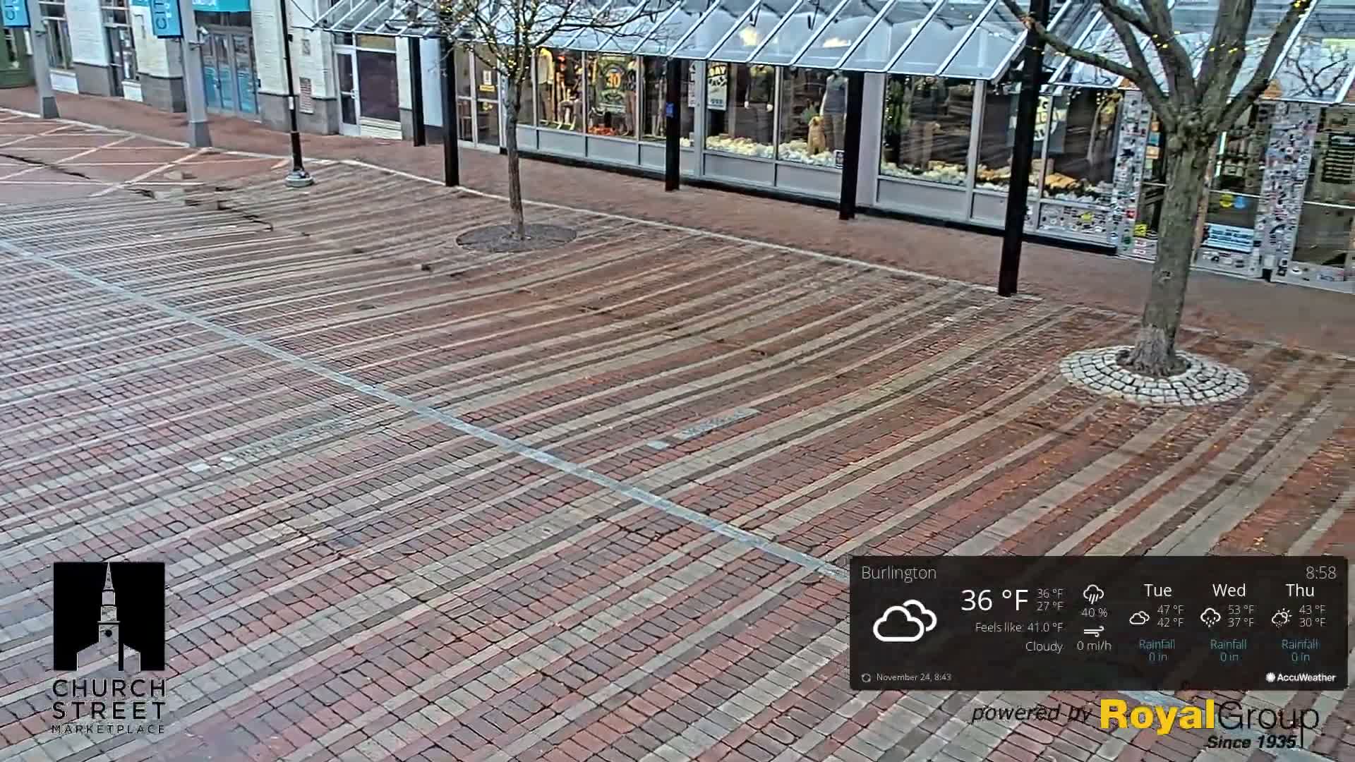Burlington, Church Street Market Place Live Cam - Burlington, Vermont, USA