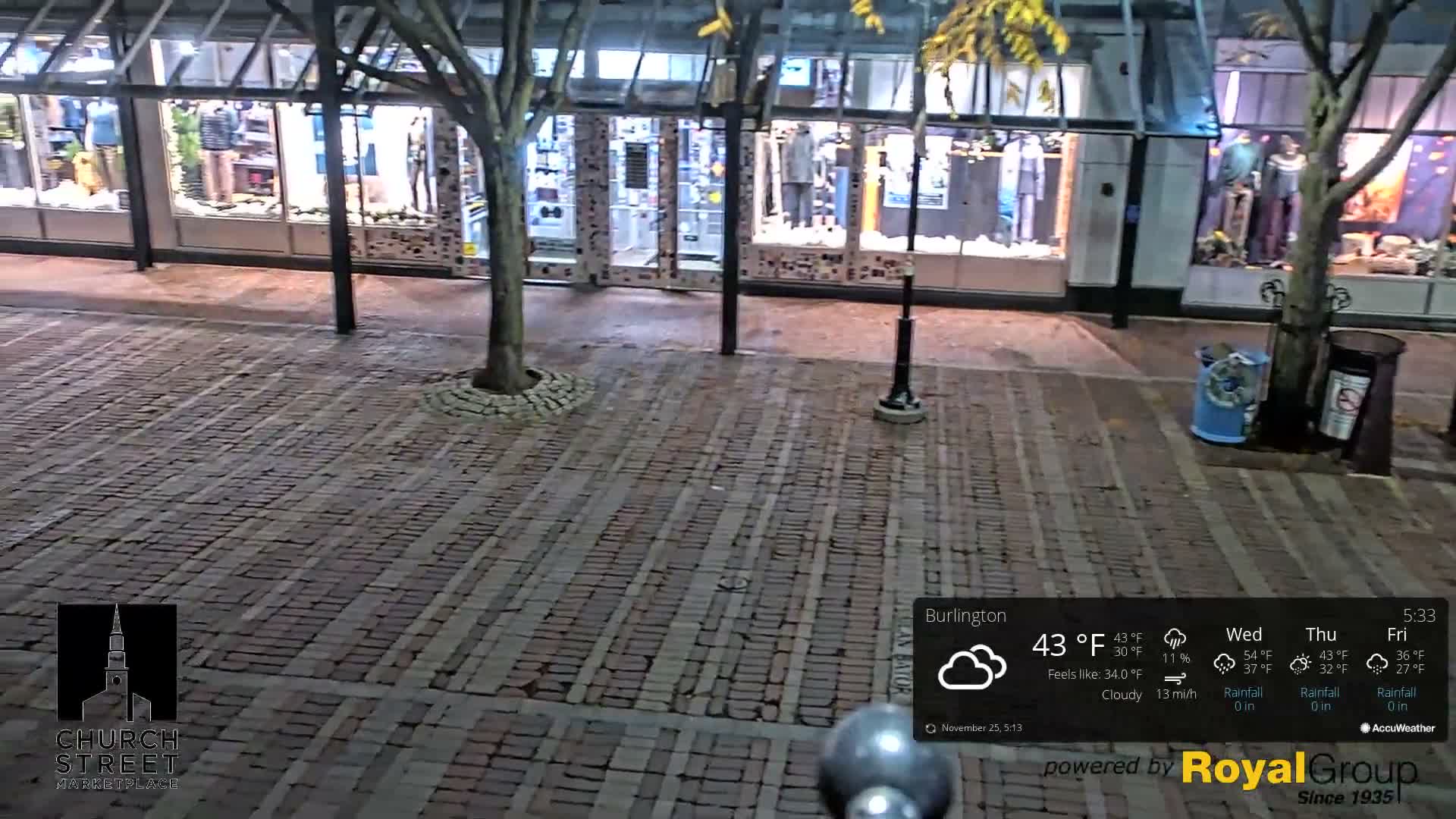 Burlington, Church Street Market Place Live Cam - Burlington, Vermont, USA