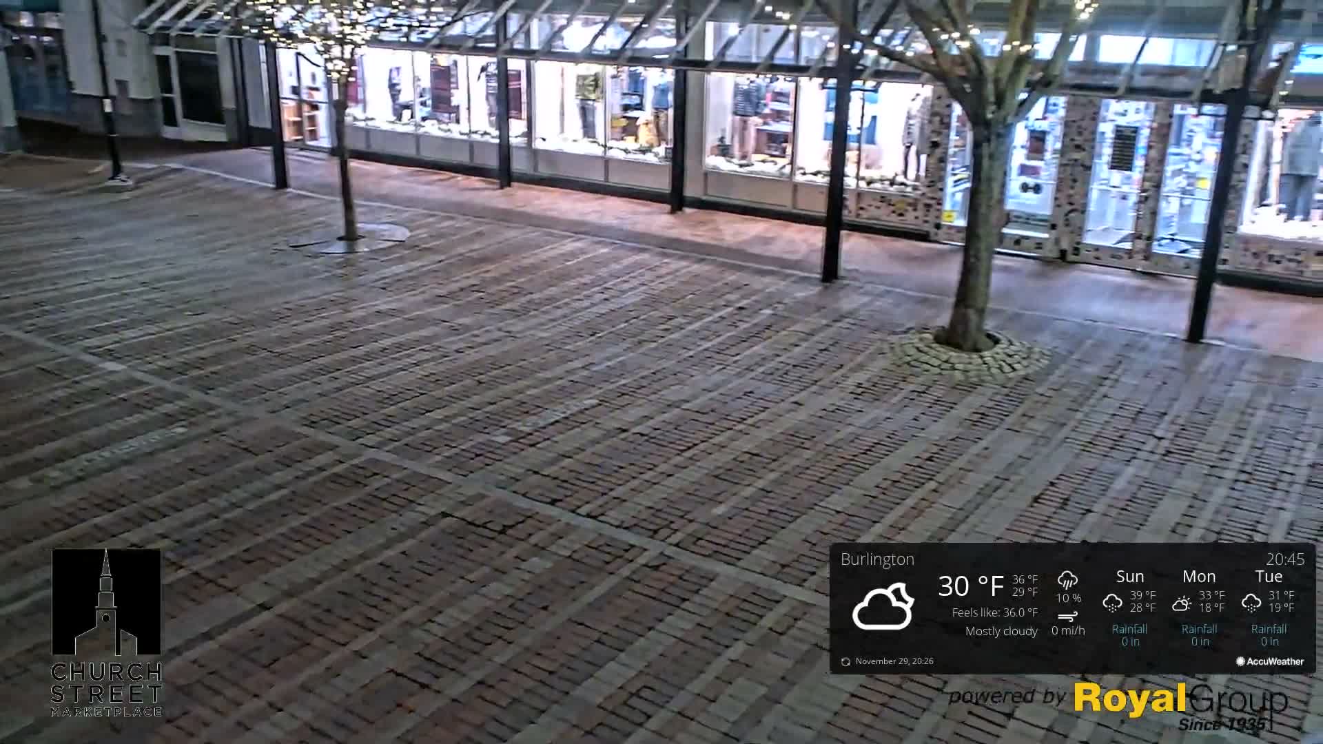 Burlington, Church Street Market Place Live Cam - Burlington, Vermont, USA