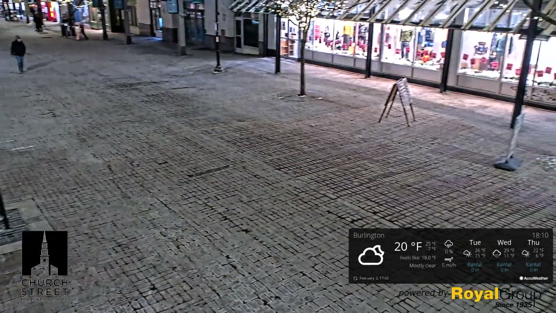 Burlington, Church Street Market Place Live Cam - Burlington, Vermont, USA