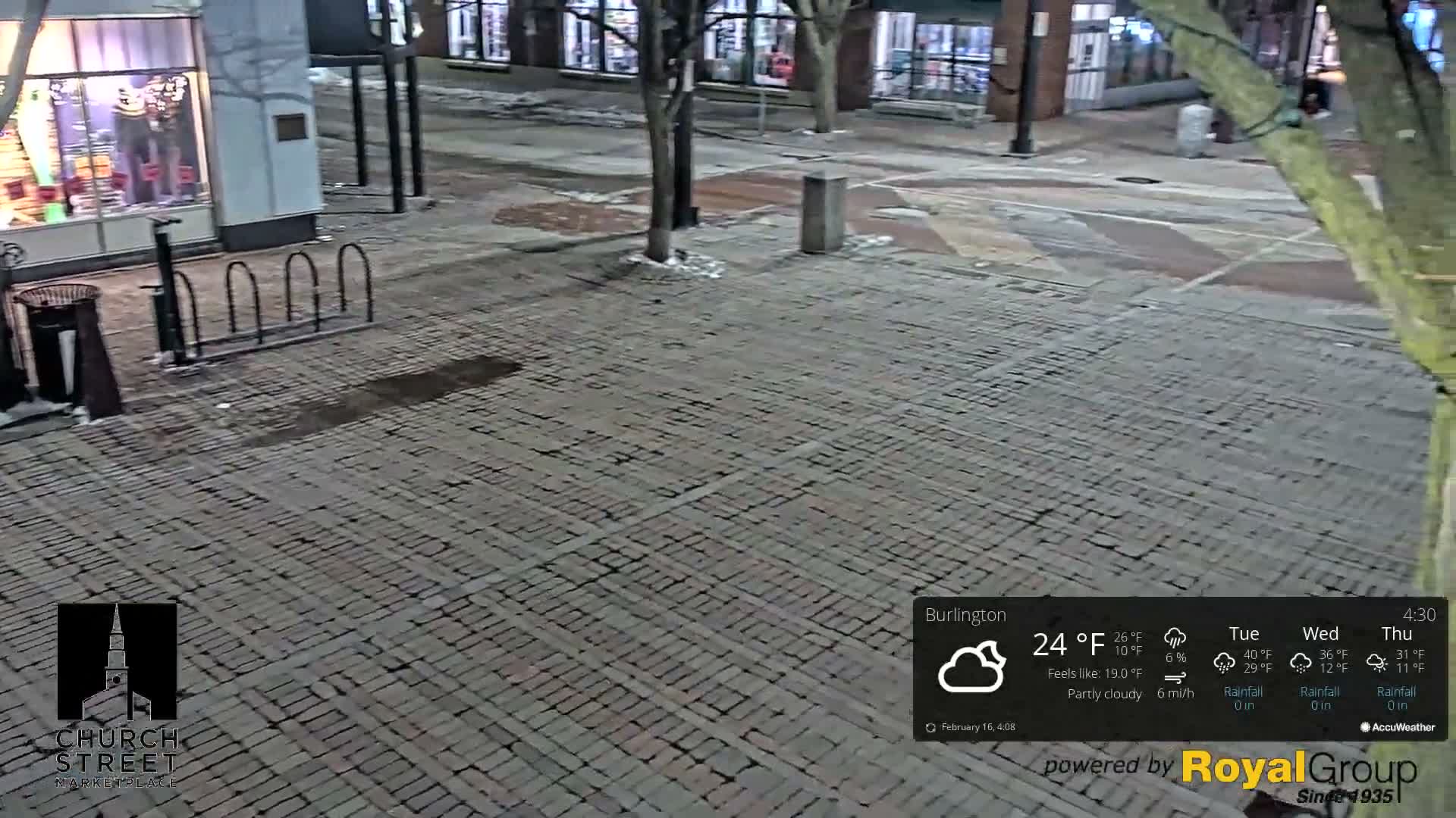 Burlington, Church Street Market Place Live Cam - Burlington, Vermont, USA