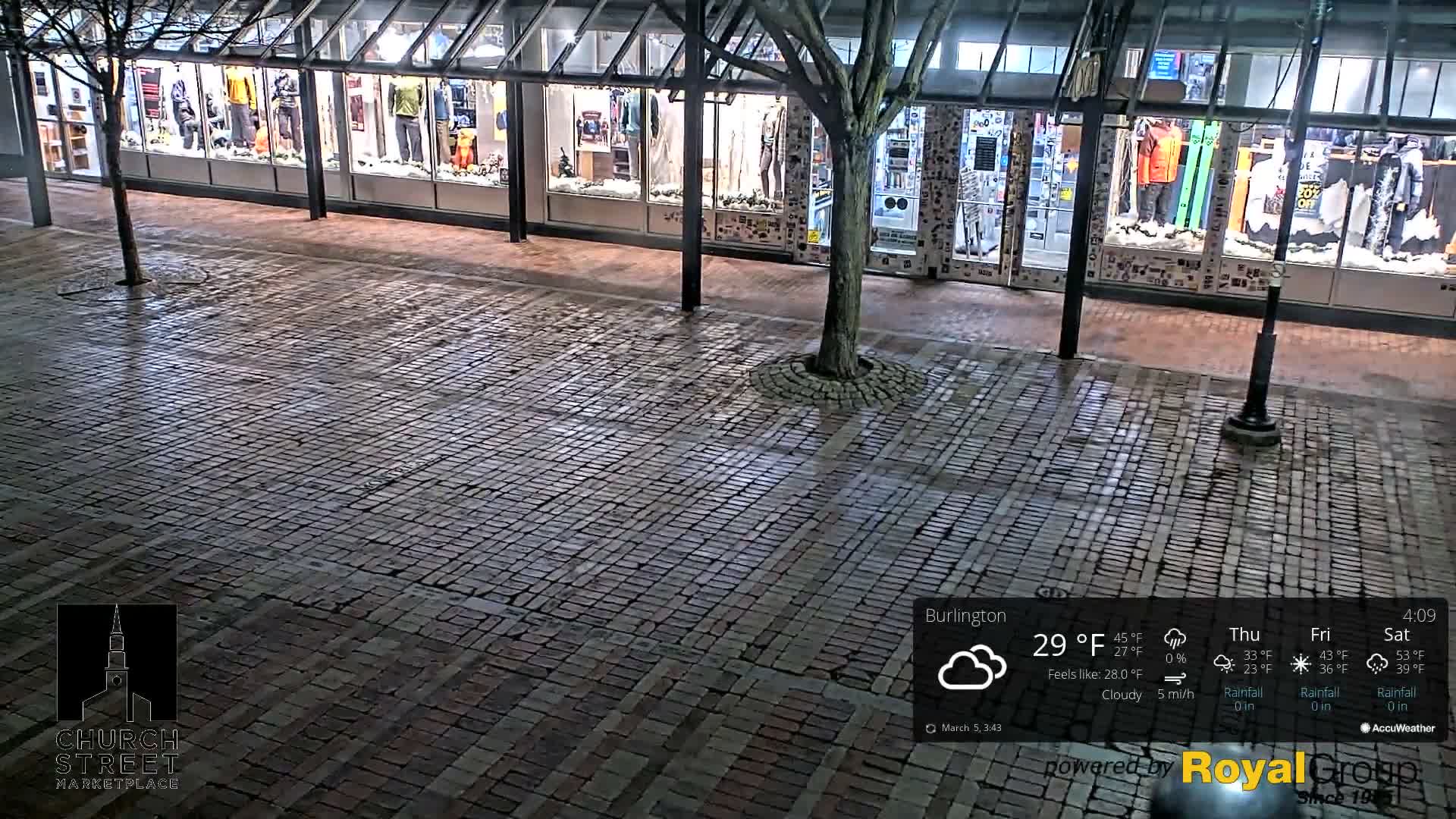 Burlington, Church Street Market Place Live Cam - Burlington, Vermont, USA