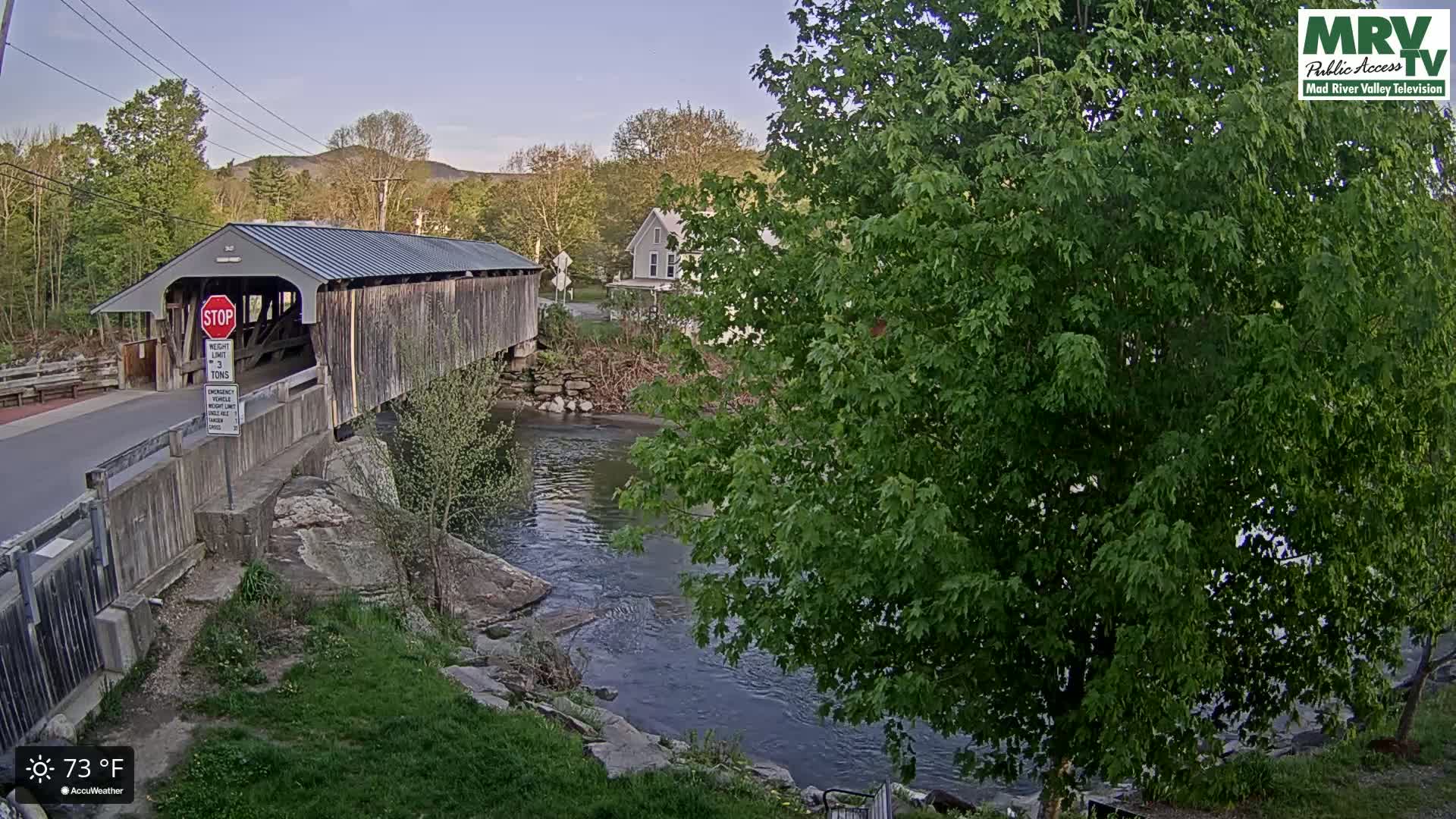Waitsfield, Mad River Valley Great Eddy Covered Bridge Live Cam -Waitsfield, Washington County, Vermont, USA