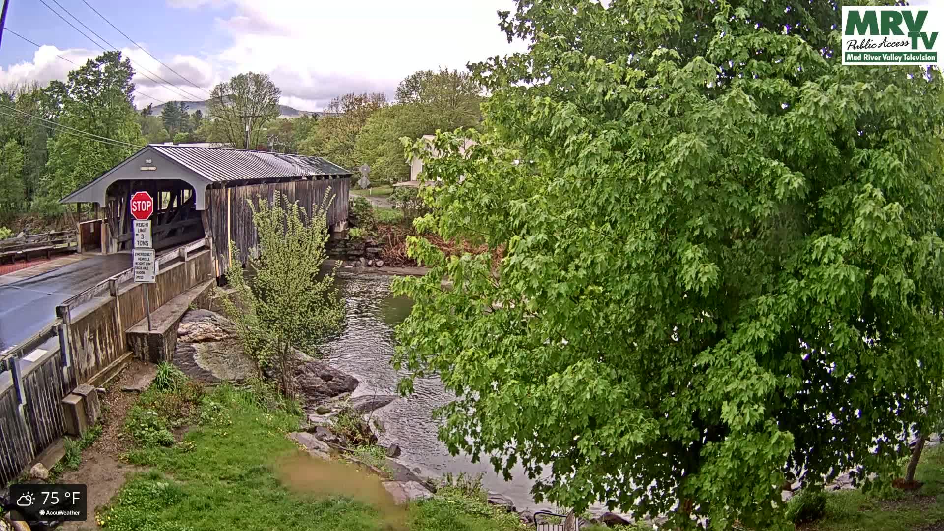 Waitsfield, Mad River Valley Great Eddy Covered Bridge Live Cam -Waitsfield, Washington County, Vermont, USA