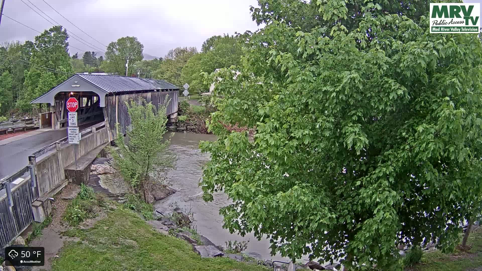 Waitsfield, Mad River Valley Great Eddy Covered Bridge Live Cam -Waitsfield, Washington County, Vermont, USA