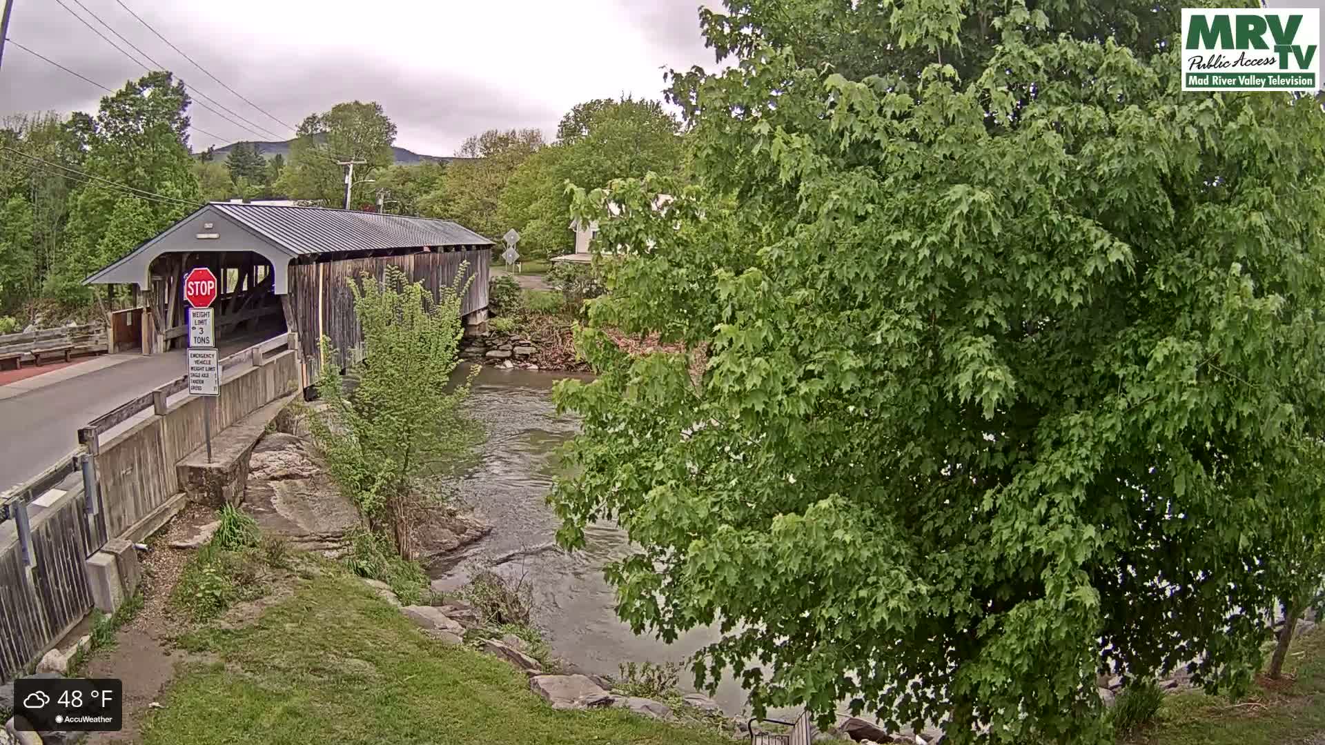 Waitsfield, Mad River Valley Great Eddy Covered Bridge Live Cam -Waitsfield, Washington County, Vermont, USA