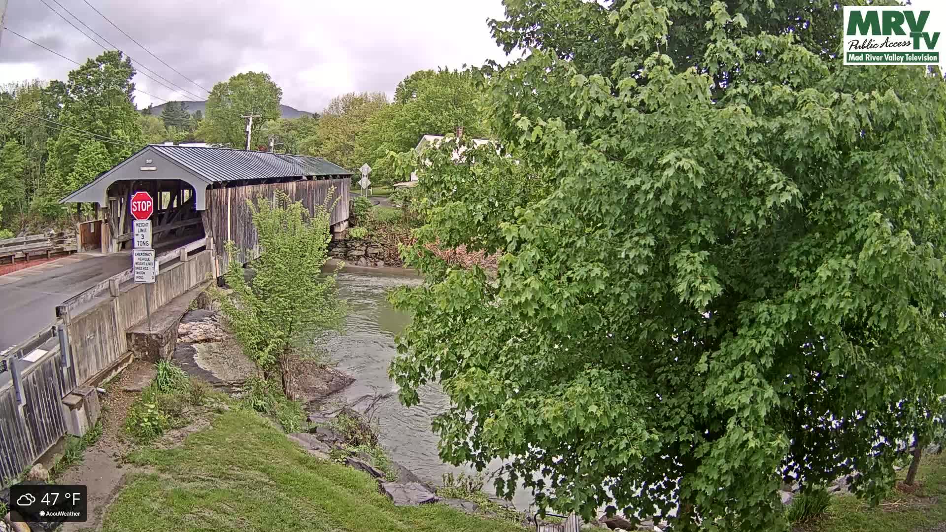 Waitsfield, Mad River Valley Great Eddy Covered Bridge Live Cam -Waitsfield, Washington County, Vermont, USA