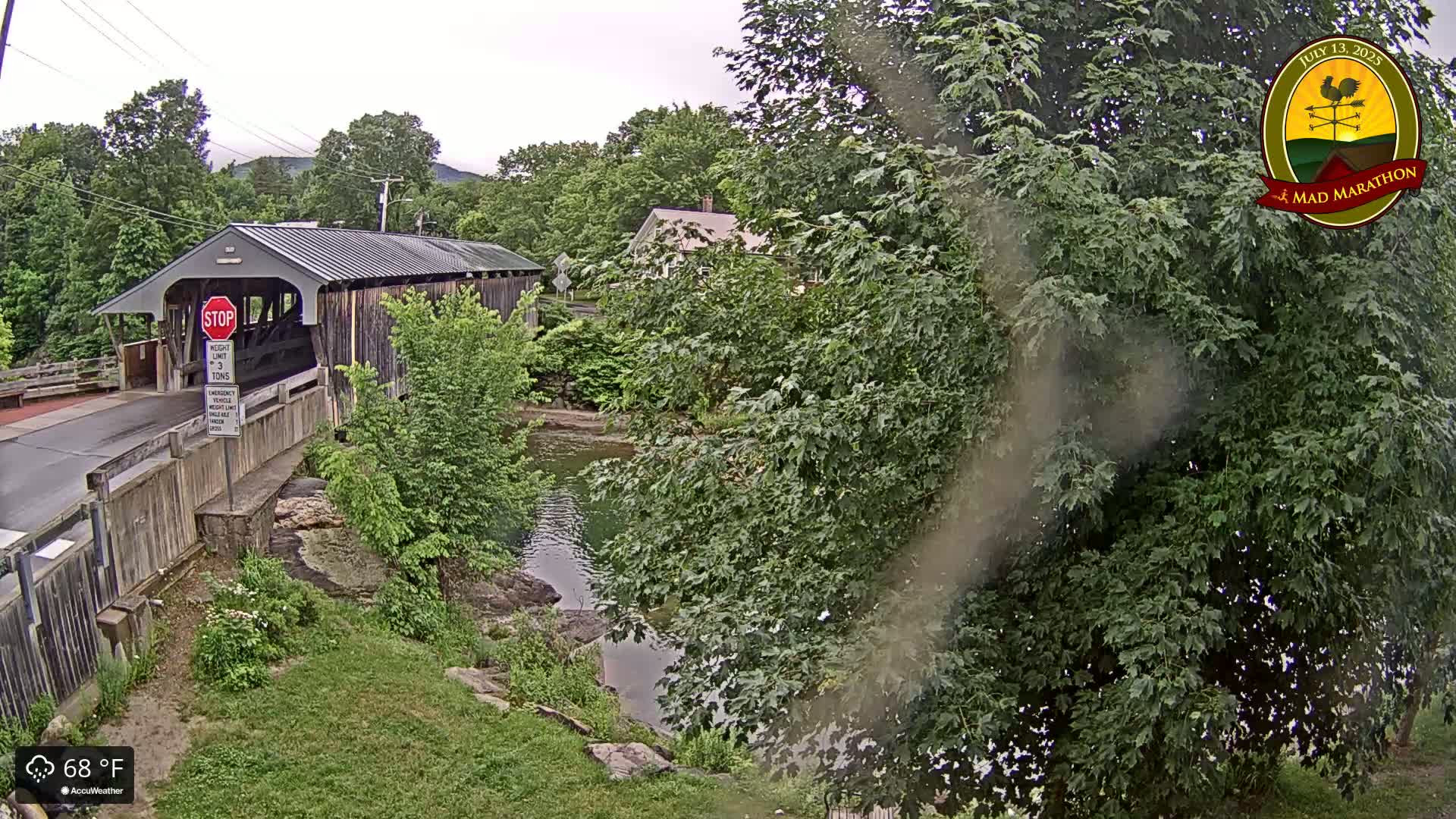 Waitsfield, Mad River Valley Great Eddy Covered Bridge Live Cam -Waitsfield, Washington County, Vermont, USA