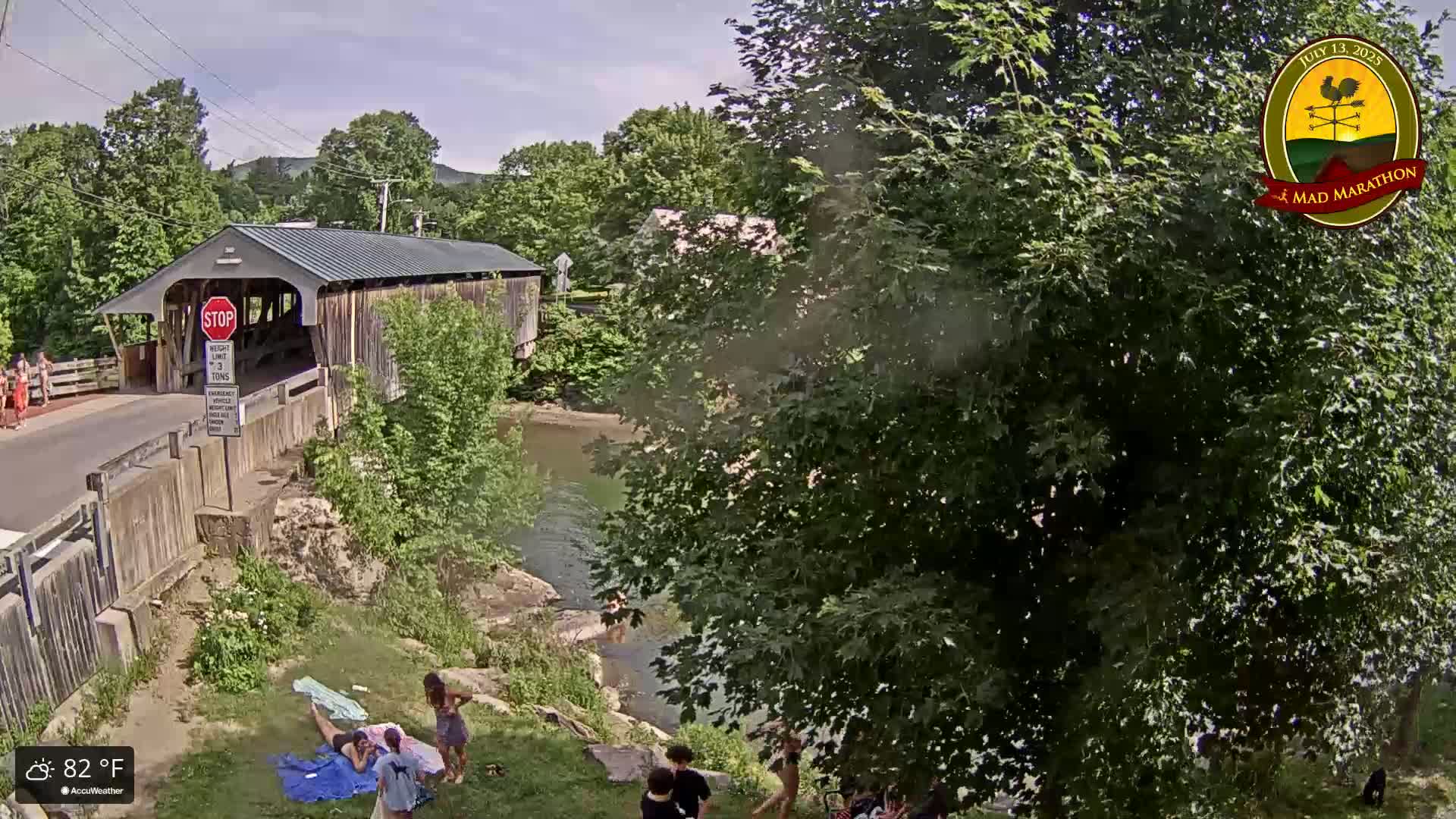 Waitsfield, Mad River Valley Great Eddy Covered Bridge Live Cam -Waitsfield, Washington County, Vermont, USA