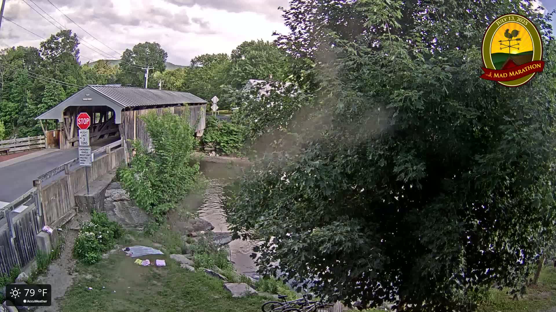 Waitsfield, Mad River Valley Great Eddy Covered Bridge Live Cam -Waitsfield, Washington County, Vermont, USA