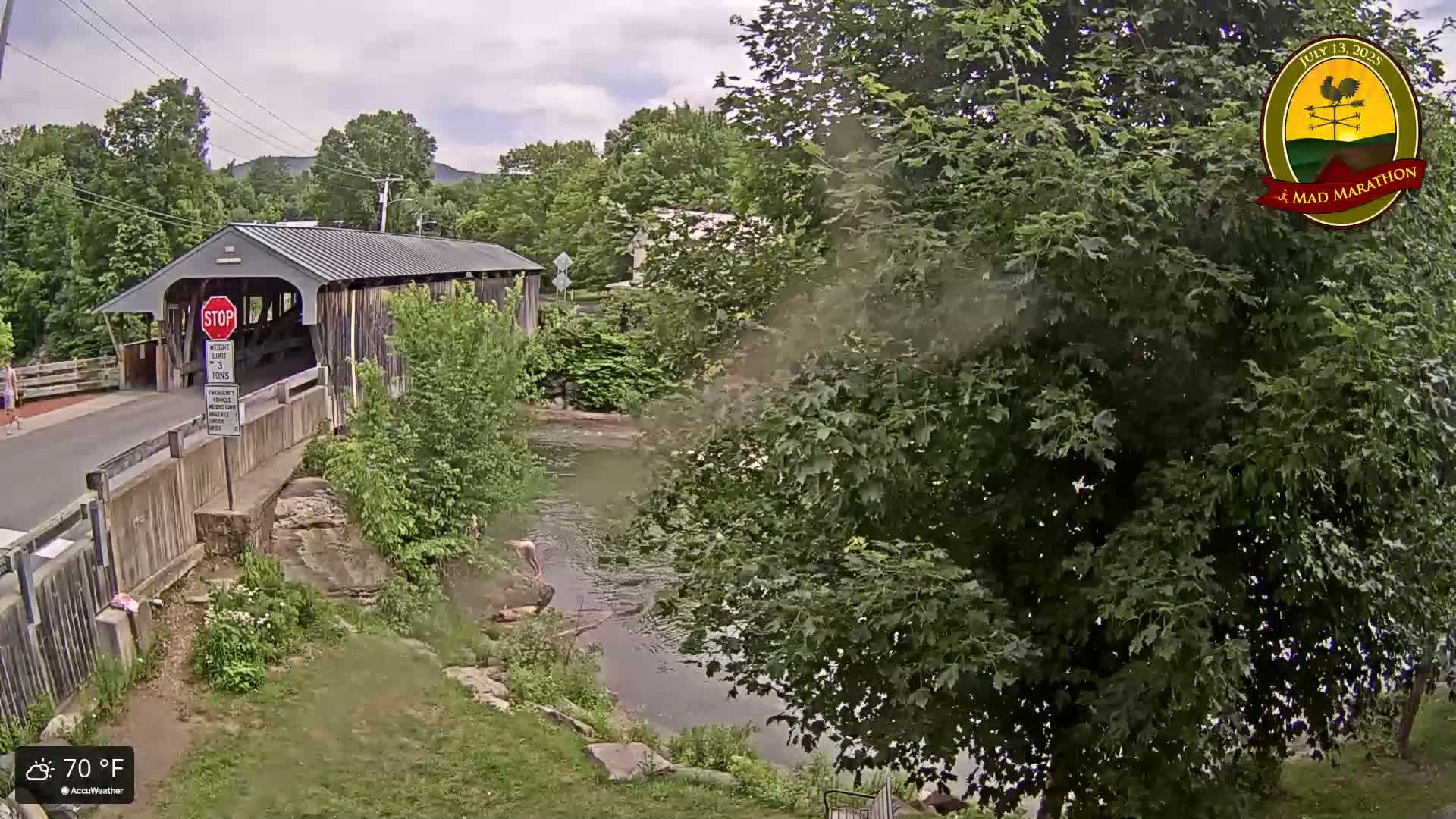 Waitsfield, Mad River Valley Great Eddy Covered Bridge Live Cam -Waitsfield, Washington County, Vermont, USA