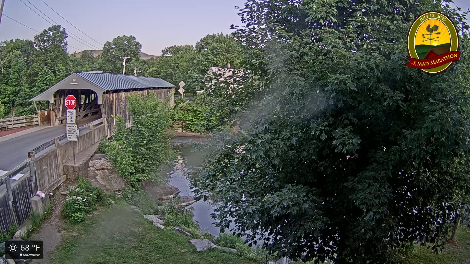 Waitsfield, Mad River Valley Great Eddy Covered Bridge Live Cam -Waitsfield, Washington County, Vermont, USA
