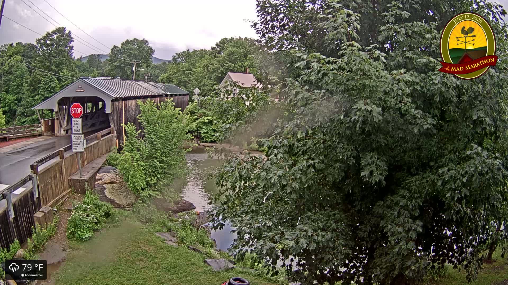 Waitsfield, Mad River Valley Great Eddy Covered Bridge Live Cam -Waitsfield, Washington County, Vermont, USA