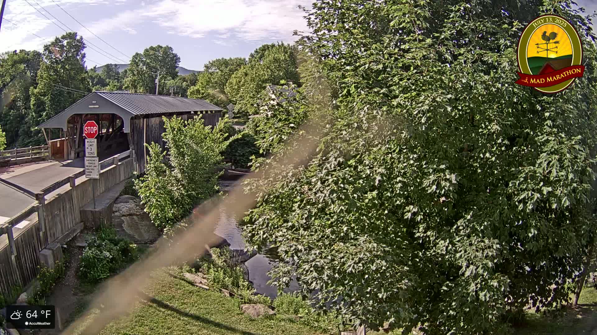 Waitsfield, Mad River Valley Great Eddy Covered Bridge Live Cam -Waitsfield, Washington County, Vermont, USA