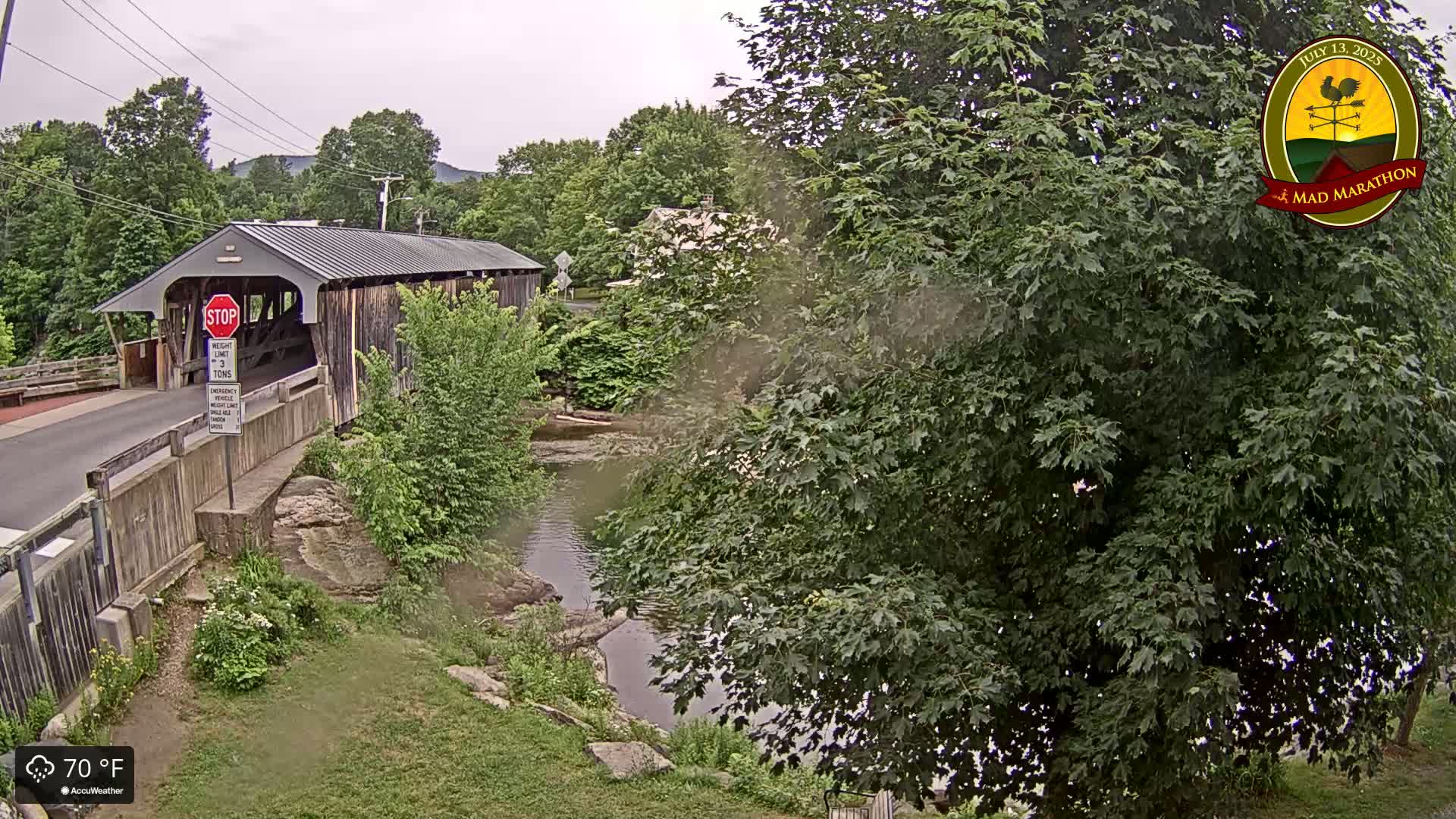 Waitsfield, Mad River Valley Great Eddy Covered Bridge Live Cam -Waitsfield, Washington County, Vermont, USA