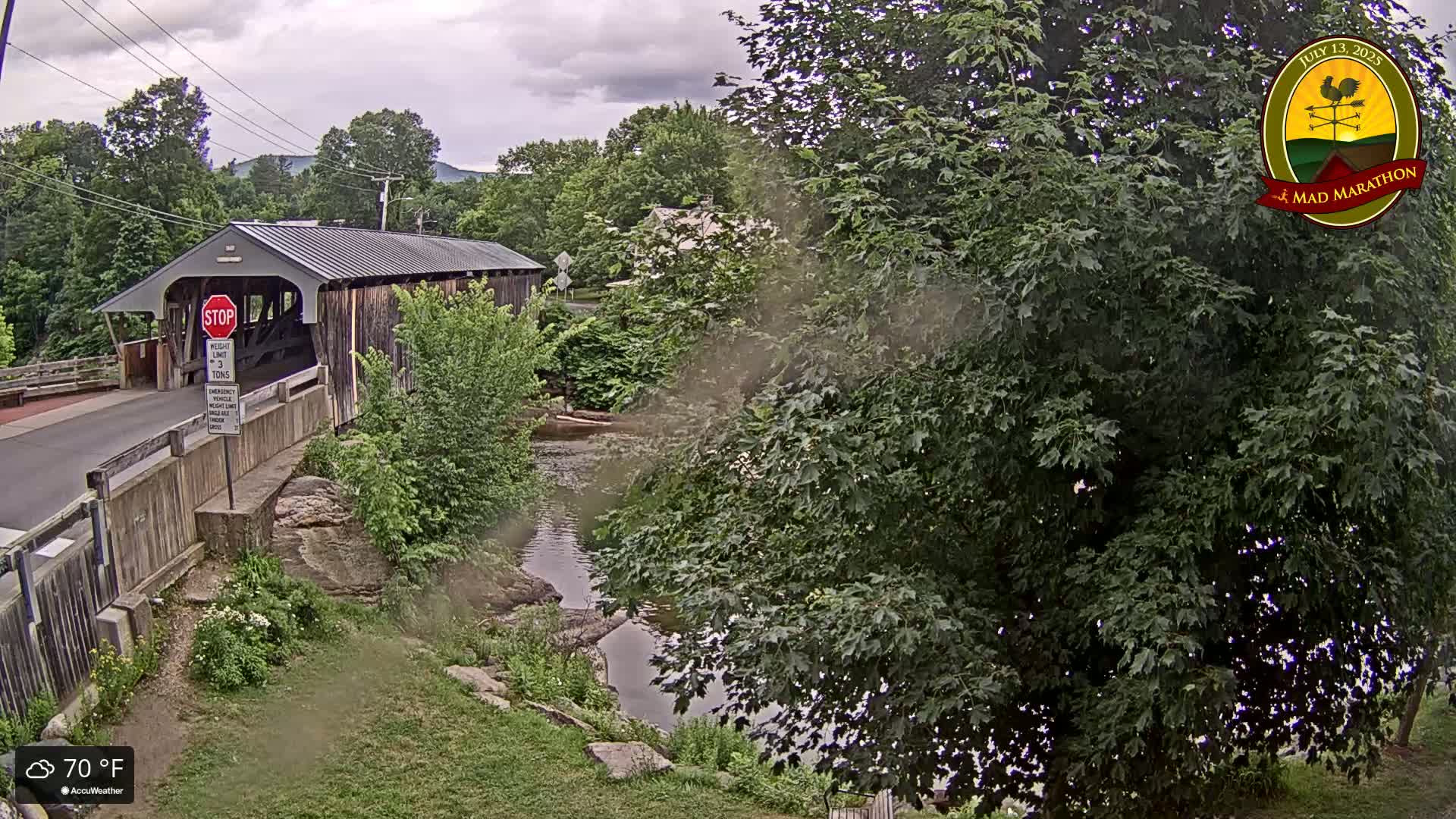 Waitsfield, Mad River Valley Great Eddy Covered Bridge Live Cam -Waitsfield, Washington County, Vermont, USA