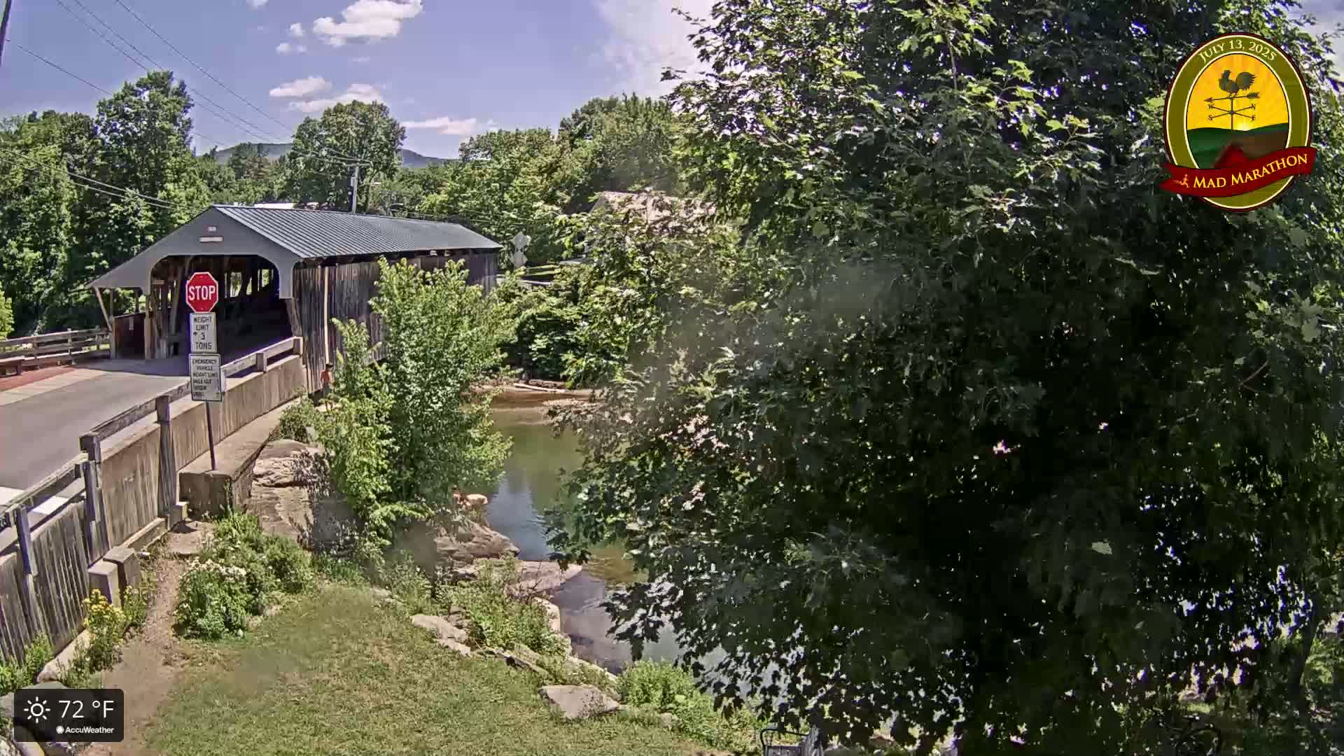 Waitsfield, Mad River Valley Great Eddy Covered Bridge Live Cam -Waitsfield, Washington County, Vermont, USA