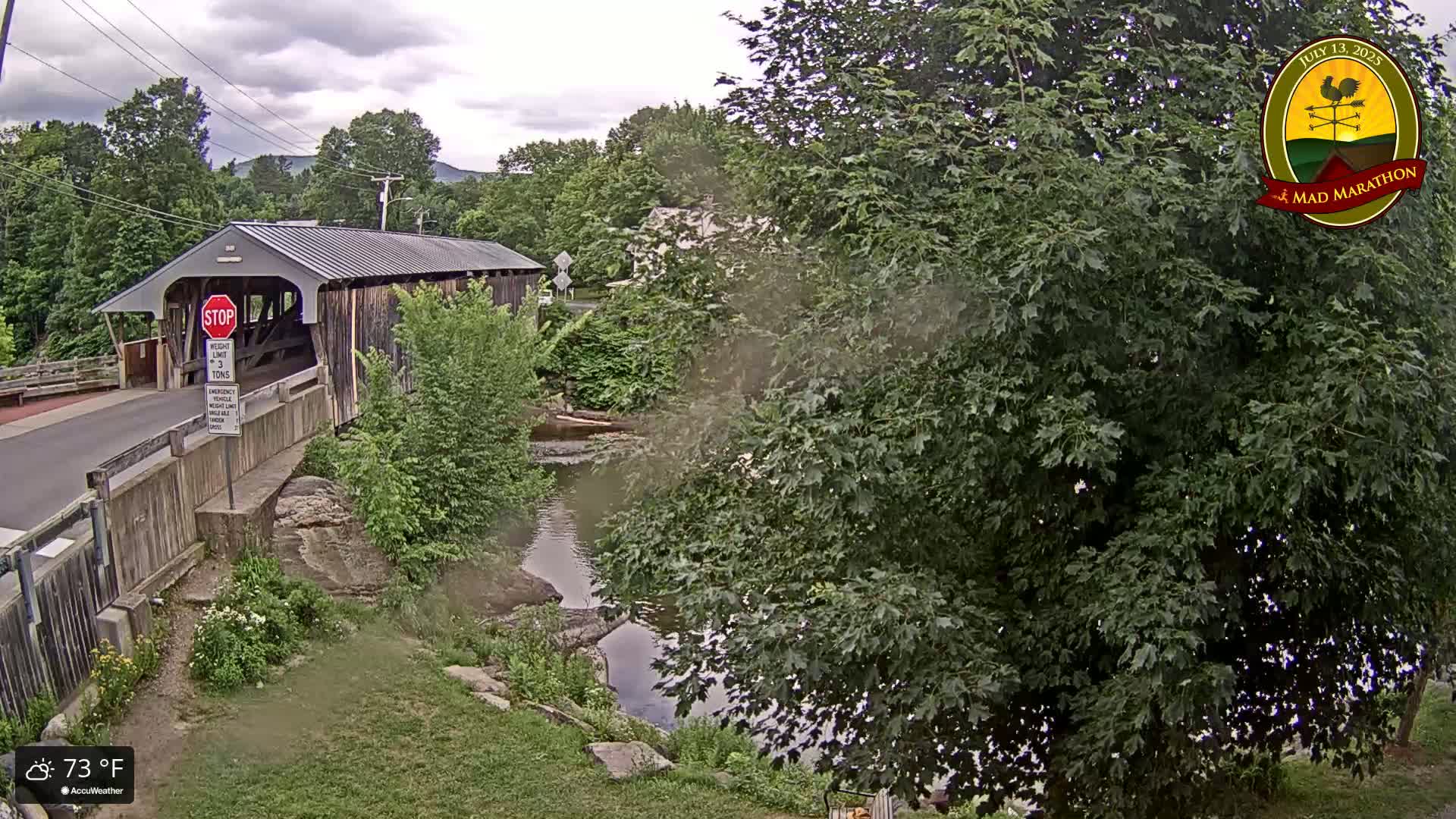 Waitsfield, Mad River Valley Great Eddy Covered Bridge Live Cam -Waitsfield, Washington County, Vermont, USA