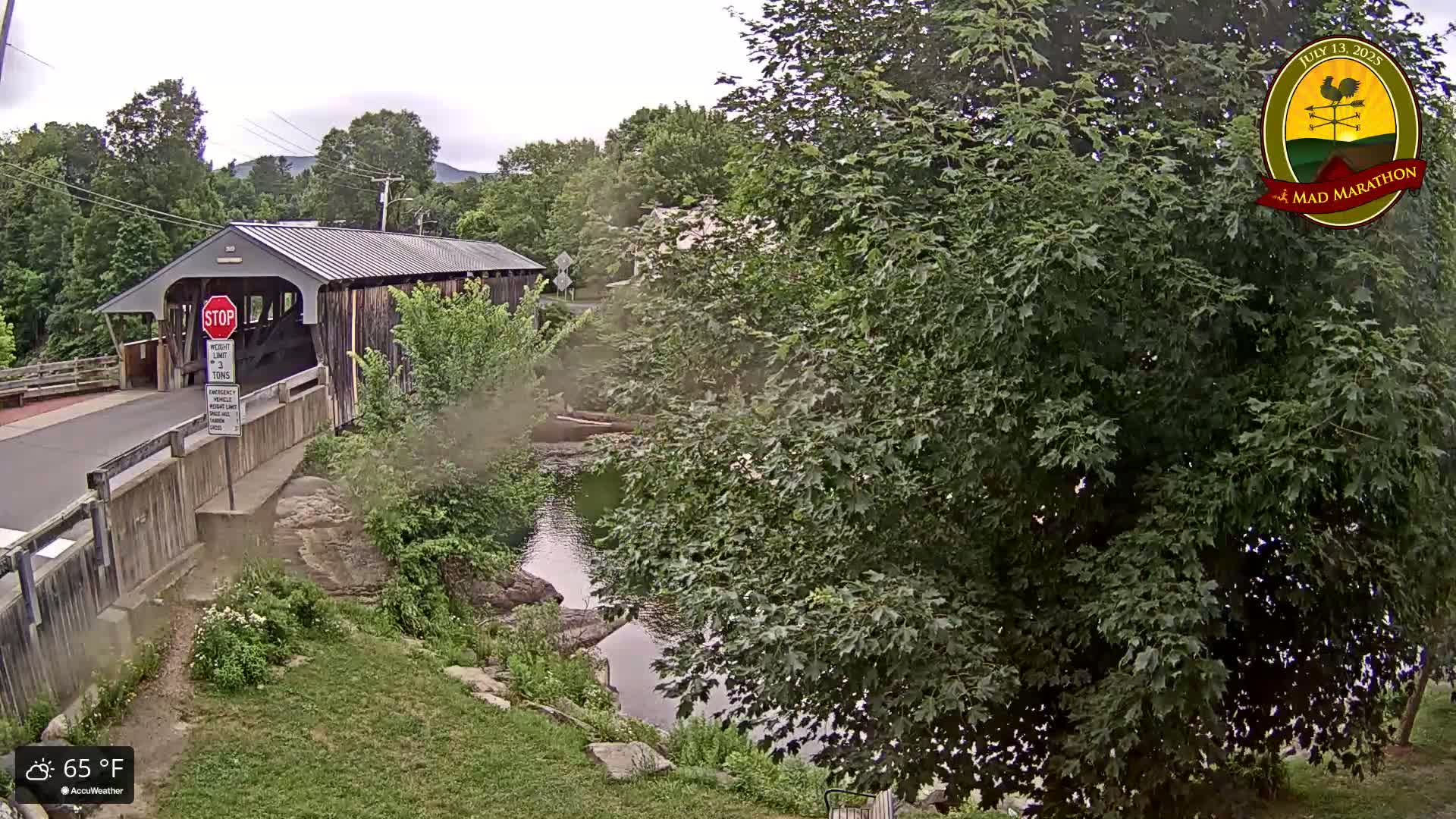 Waitsfield, Mad River Valley Great Eddy Covered Bridge Live Cam -Waitsfield, Washington County, Vermont, USA